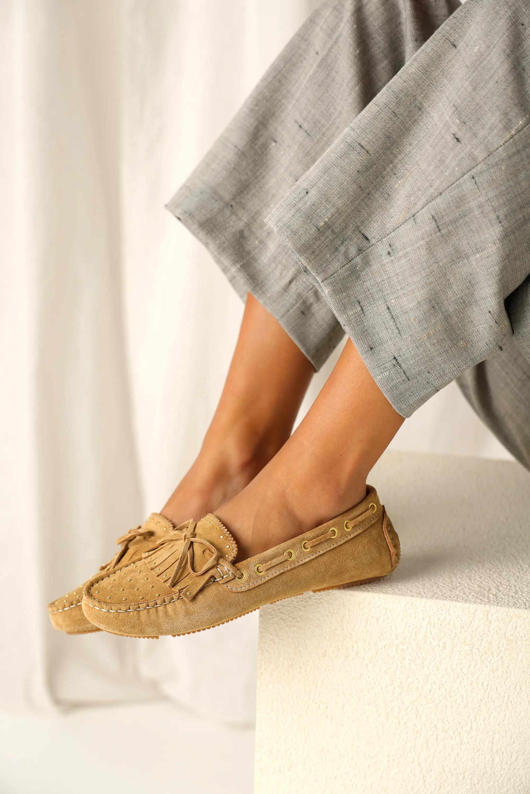 Billy Indy mocassin suède licht cognac