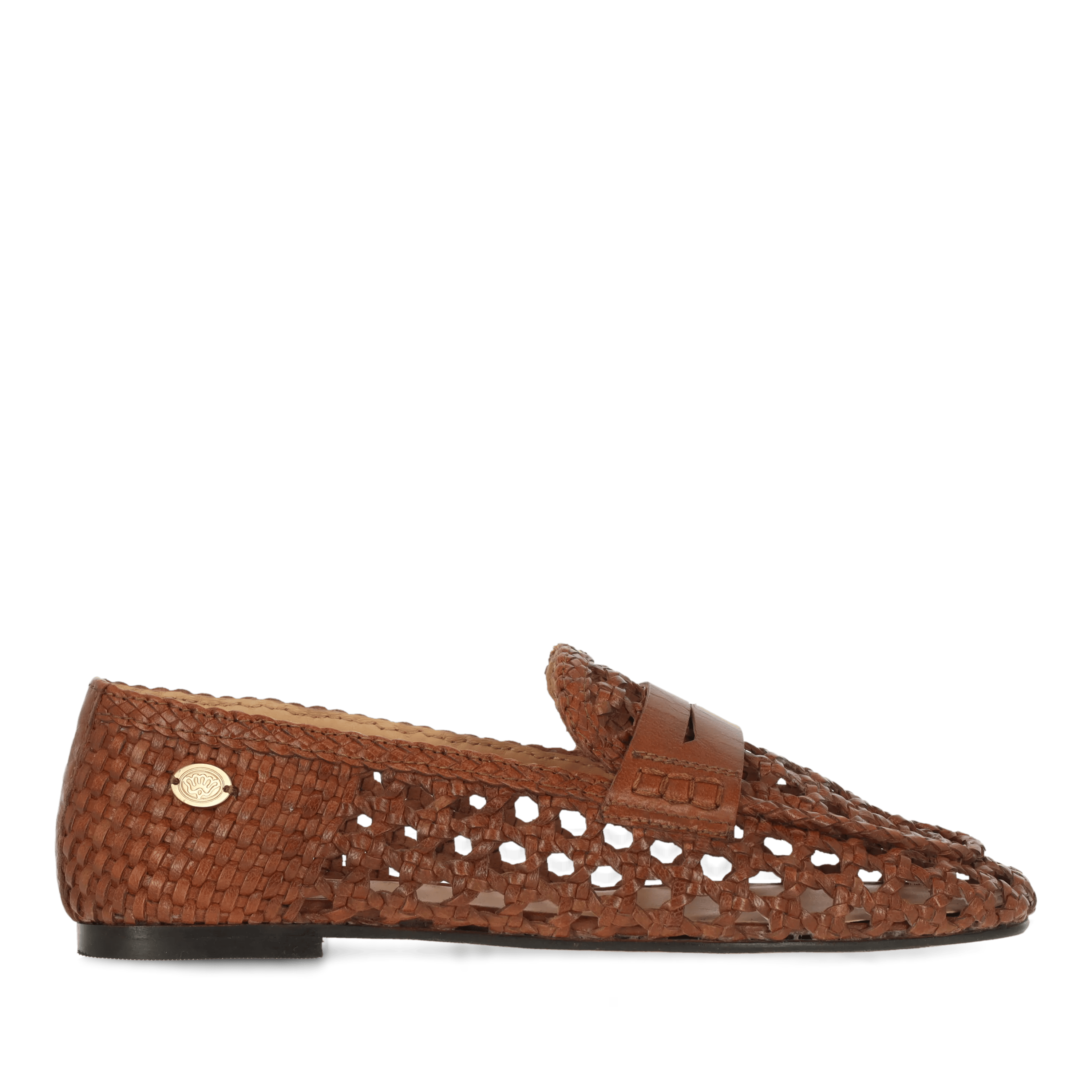 Glara woven mocassin leer tan