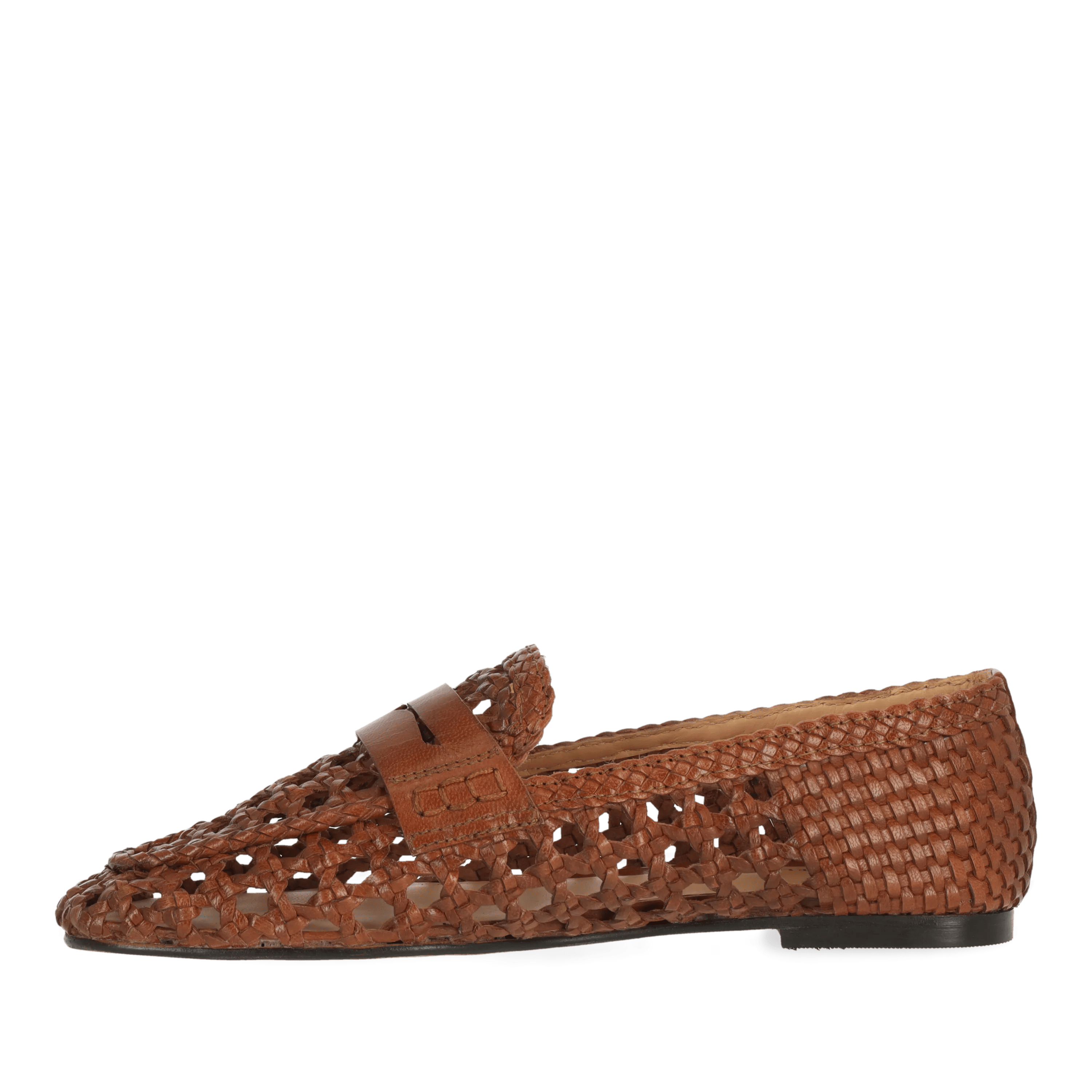 Glara woven mocassin leer tan