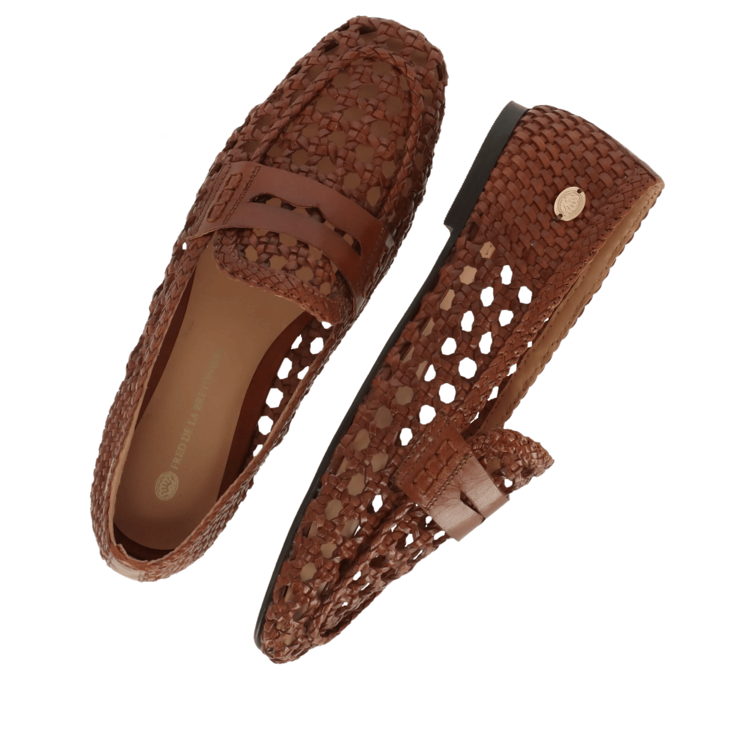 Glara woven mocassin leer tan