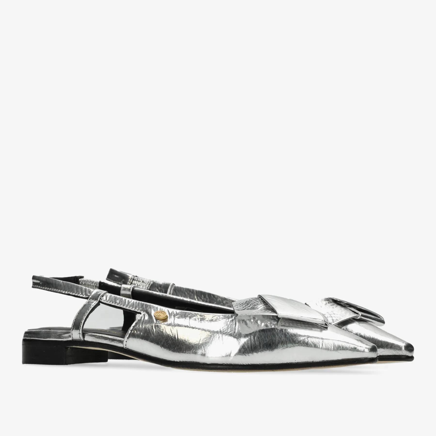Elisse Sling metallic crinkle leer zilver