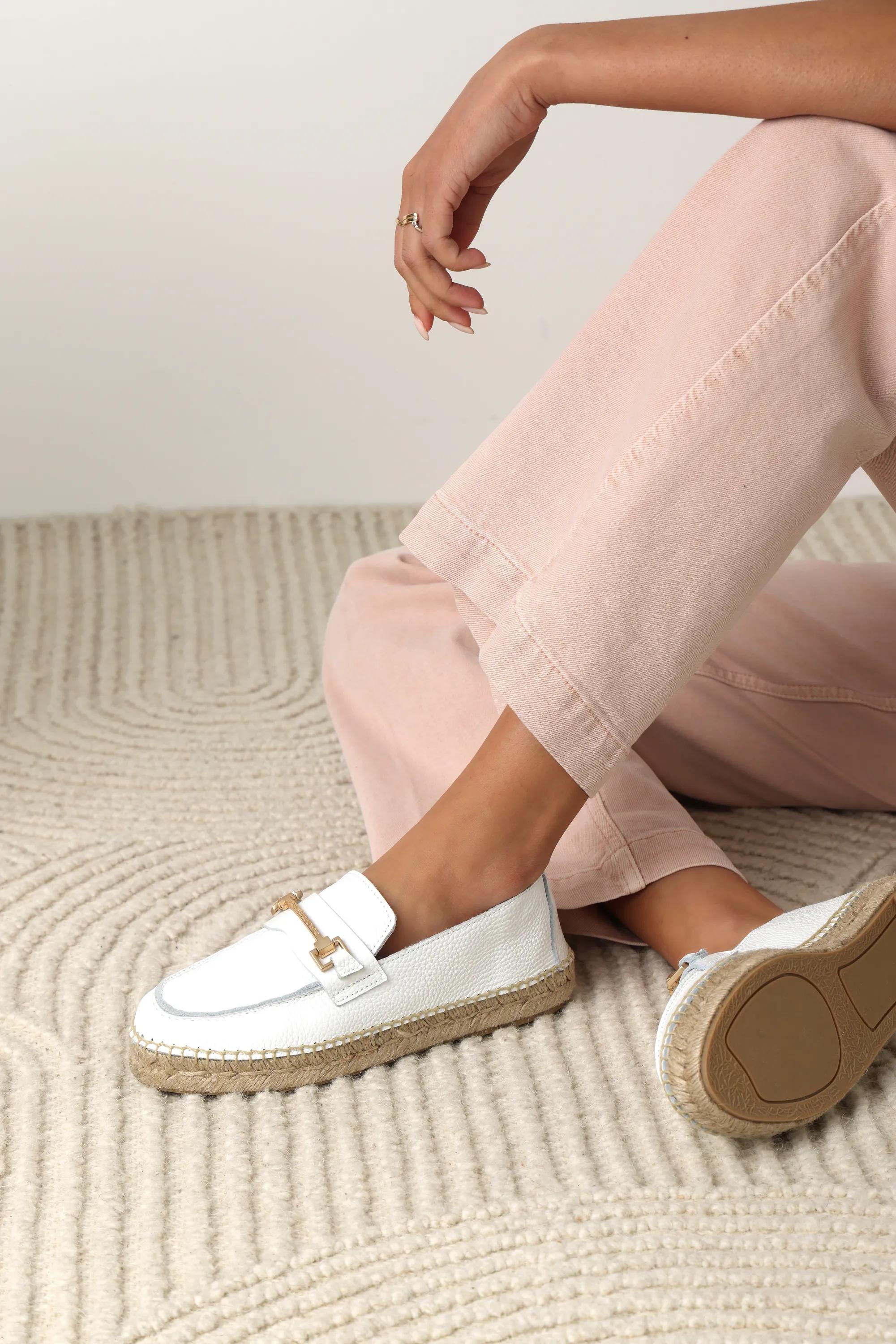 Eazia Giorgi Espadrille Leder Weiß