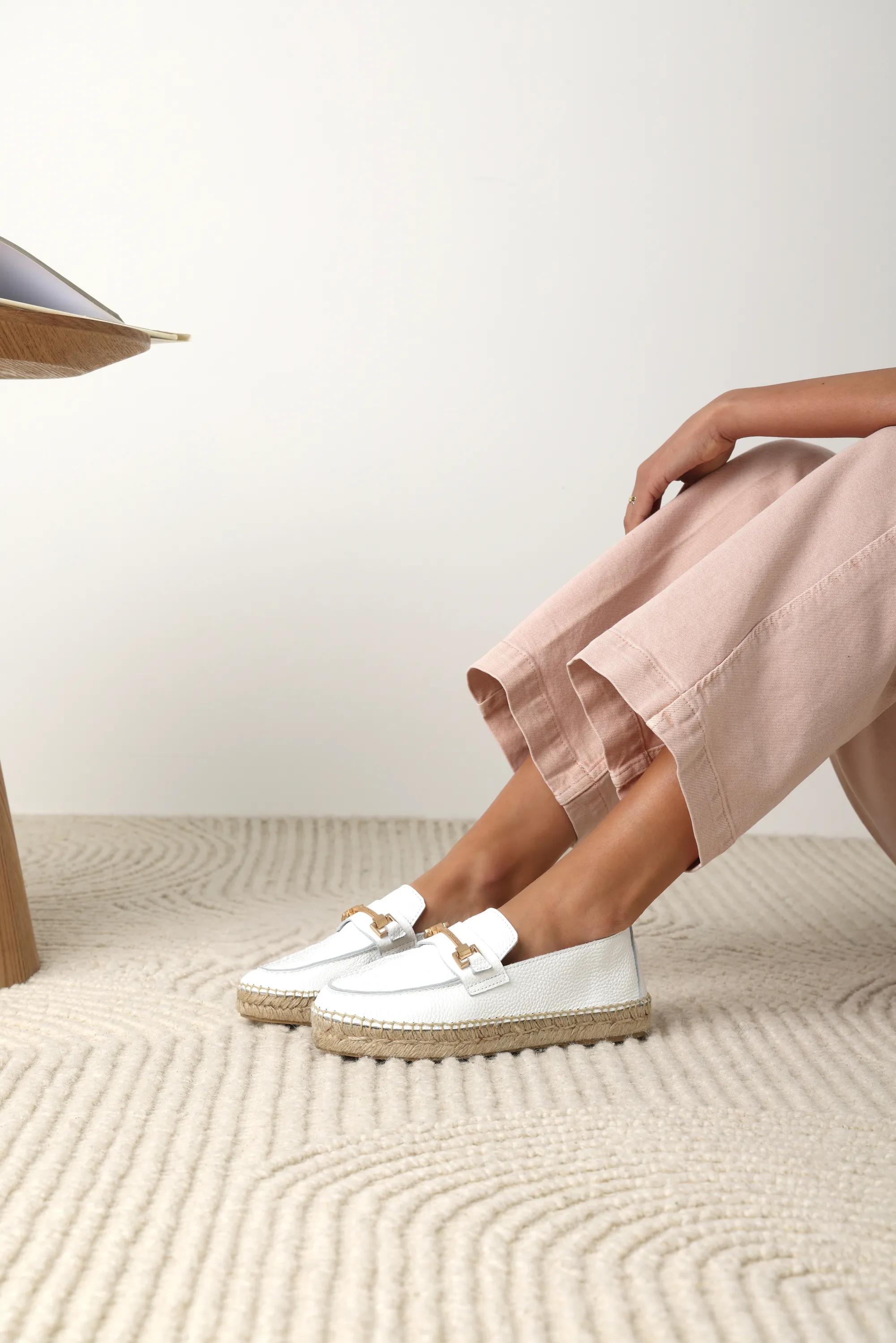 Eazia Giorgi Espadrille Leder Weiß