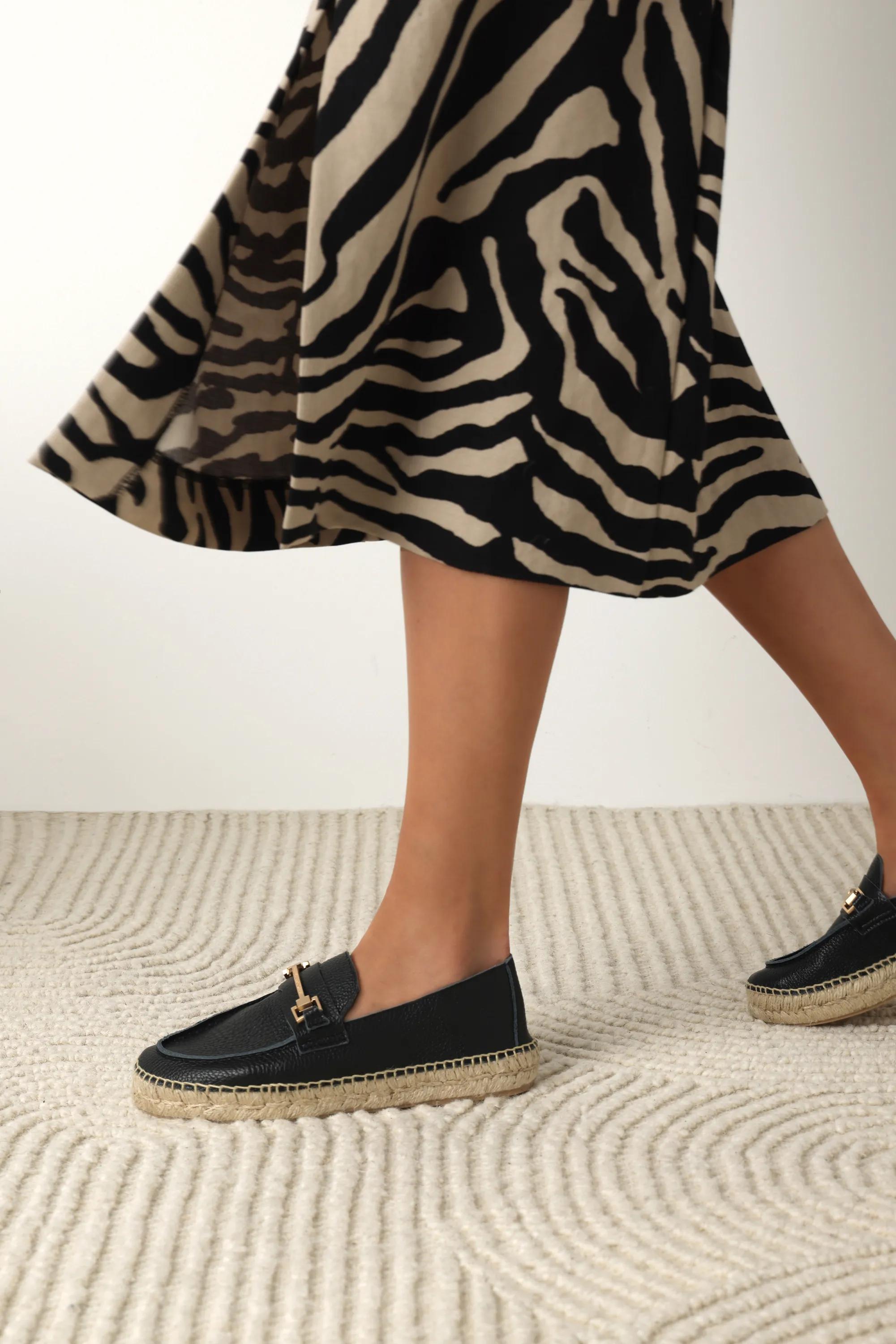 Eazia Giorgi Espadrille Leder Ante Schwarz