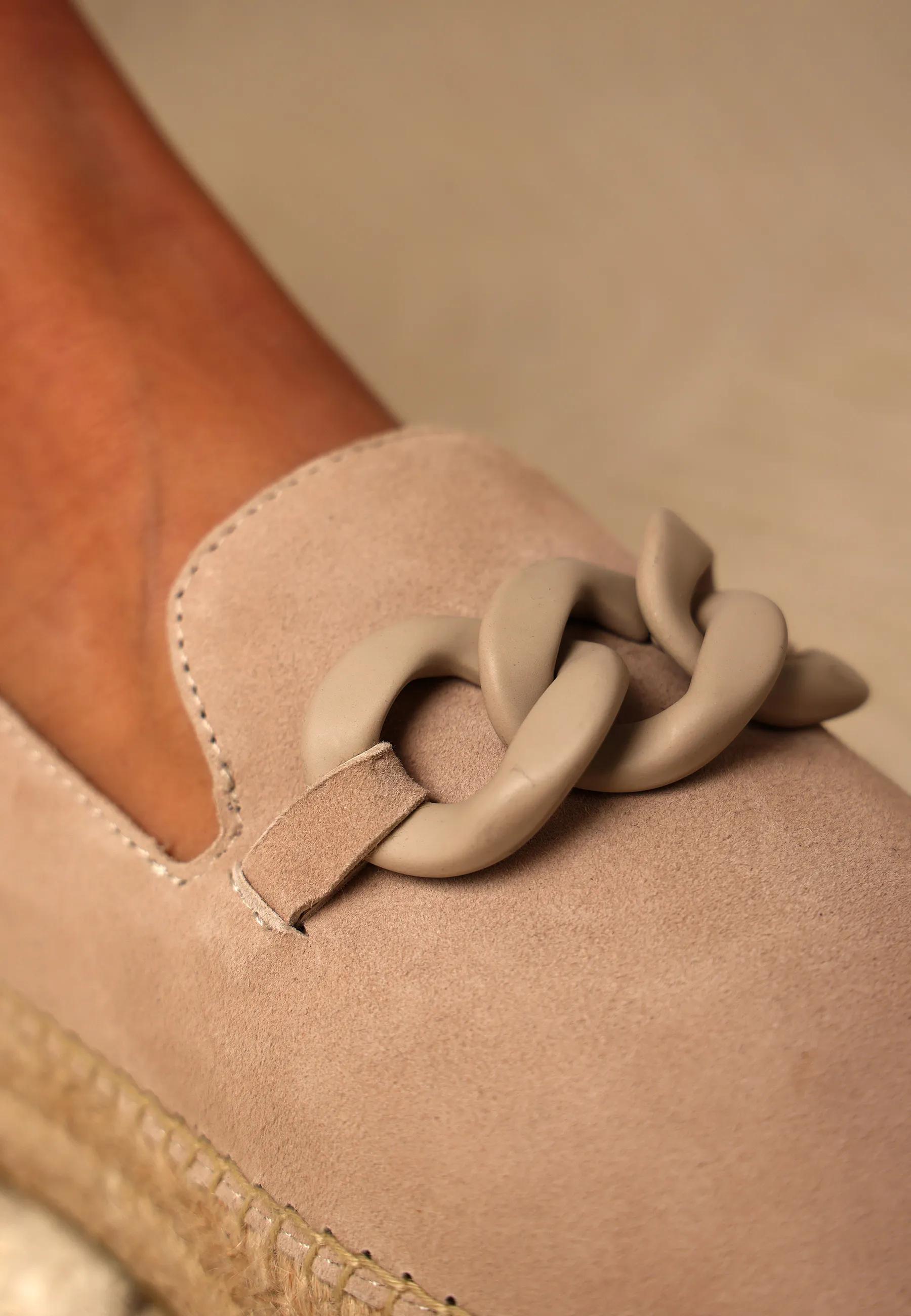 June Chain Espadrille Veloursleder Taupe