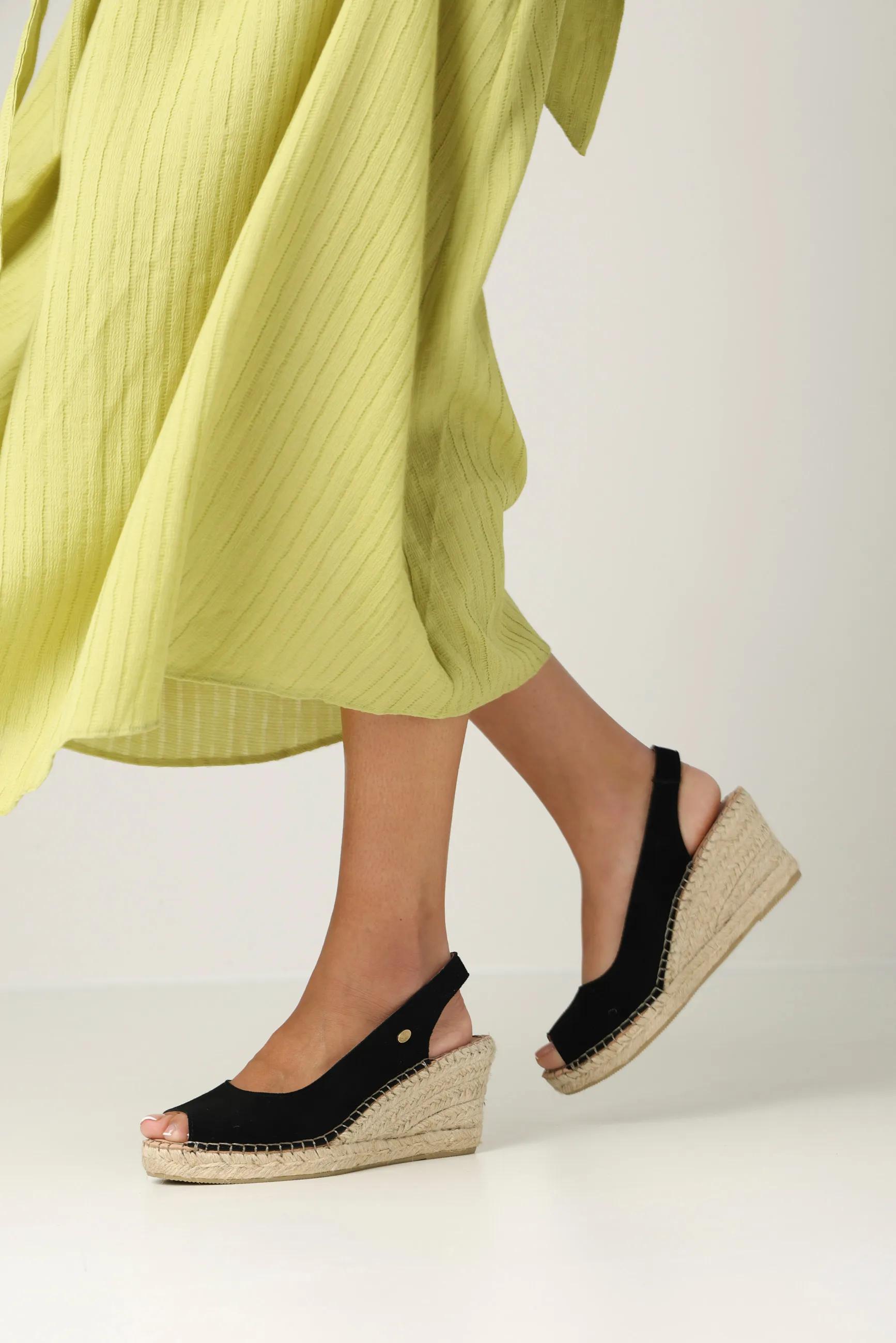 Clare Beau Espadrille Veloursleder Schwarz