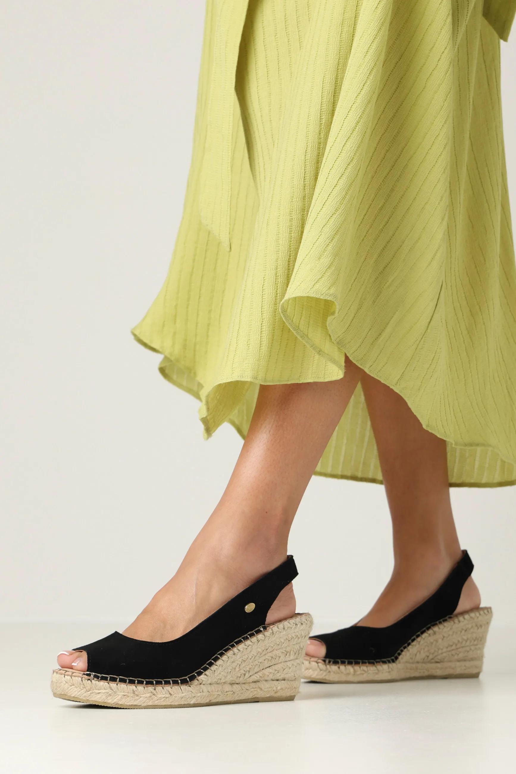 Clare Beau Espadrille Veloursleder Schwarz