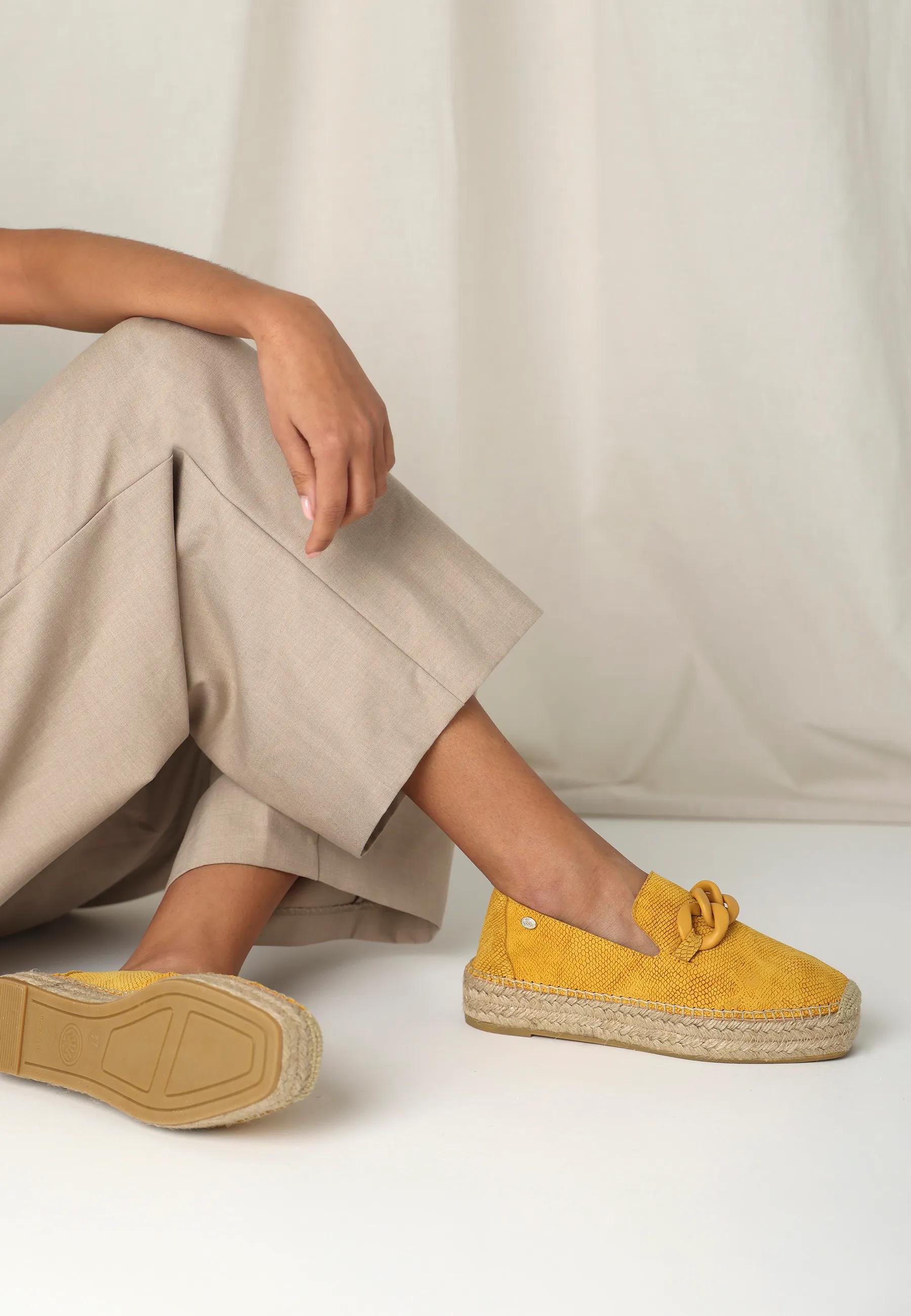 June Li Espadrille Veloursleder Snake NWL Senfgelb