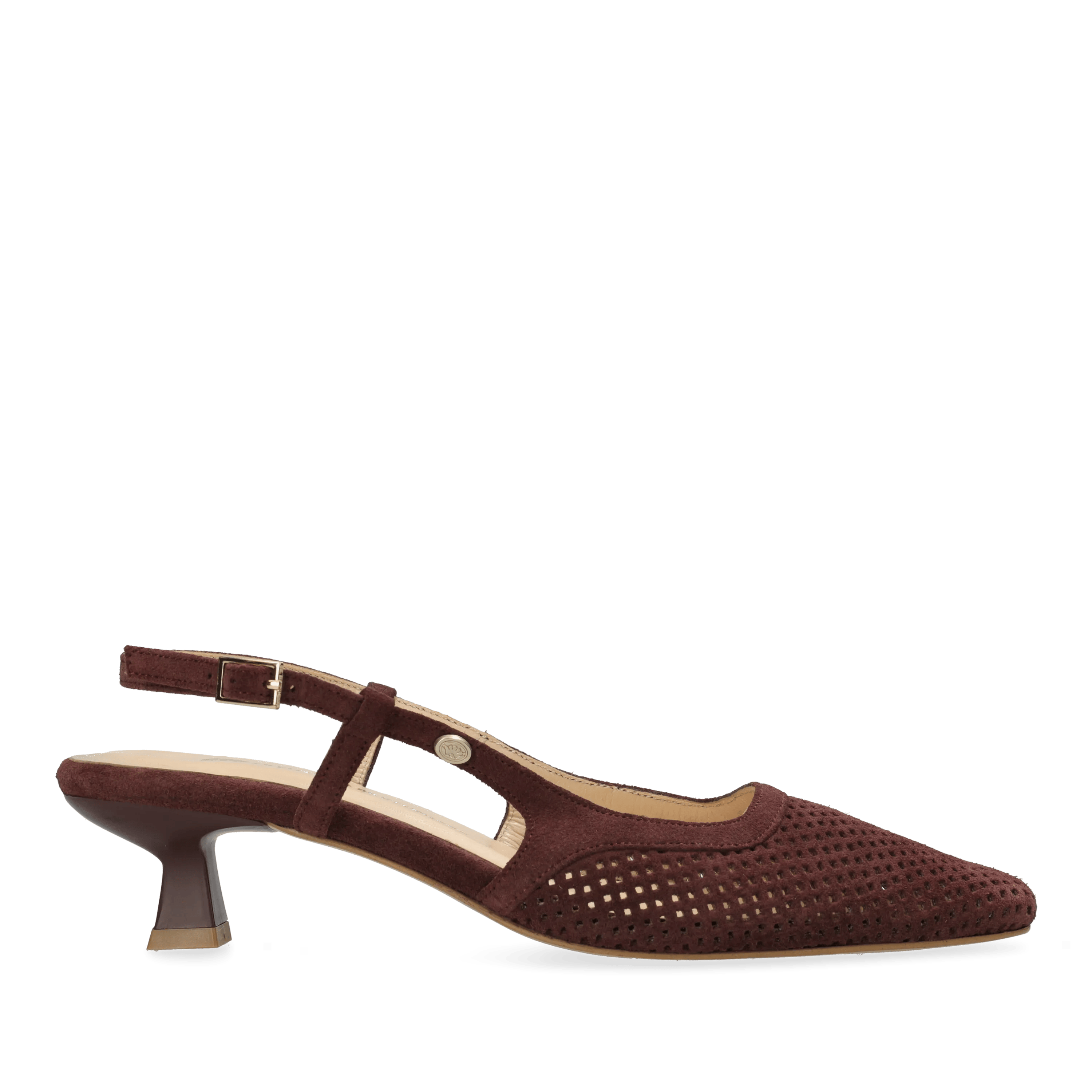 Carly Sling Perfo slingback suède bordeauxrood