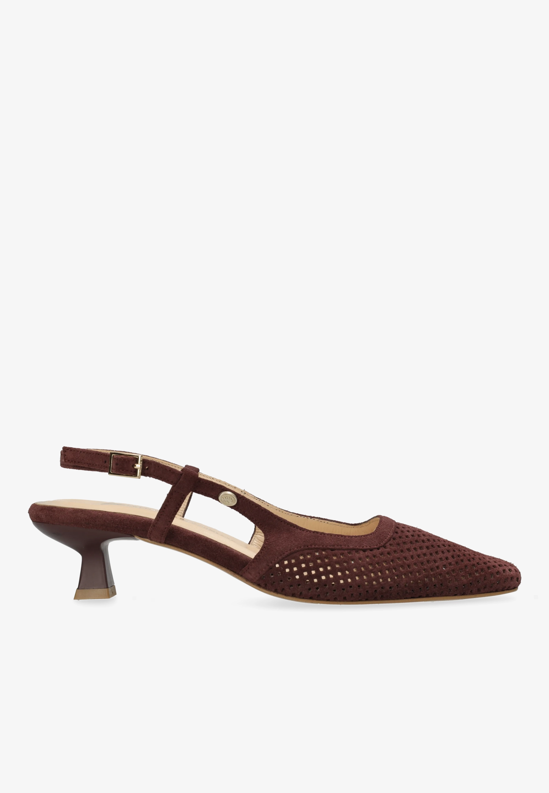 Carly sling Perfo suède Bordeauxrood