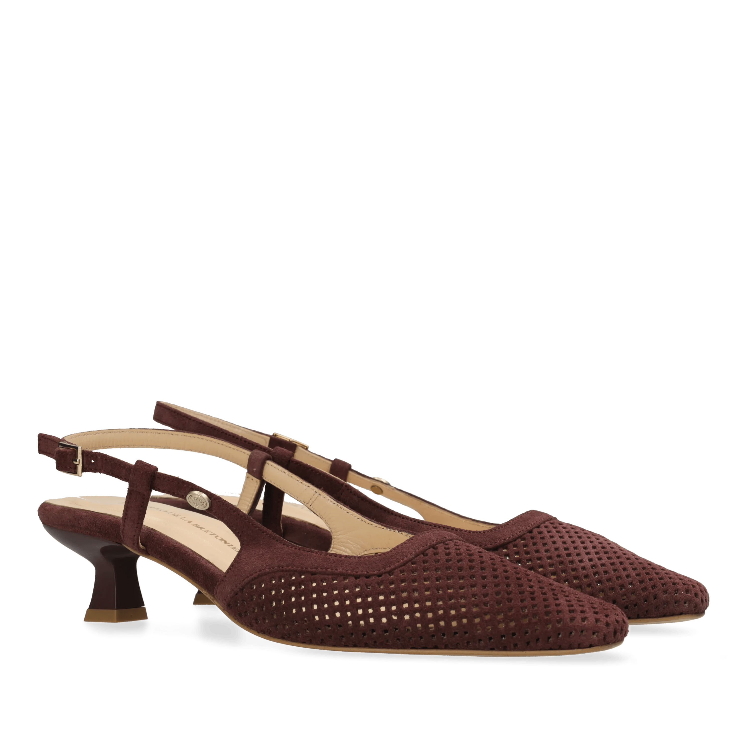 Carly Sling Perfo slingback suède bordeauxrood