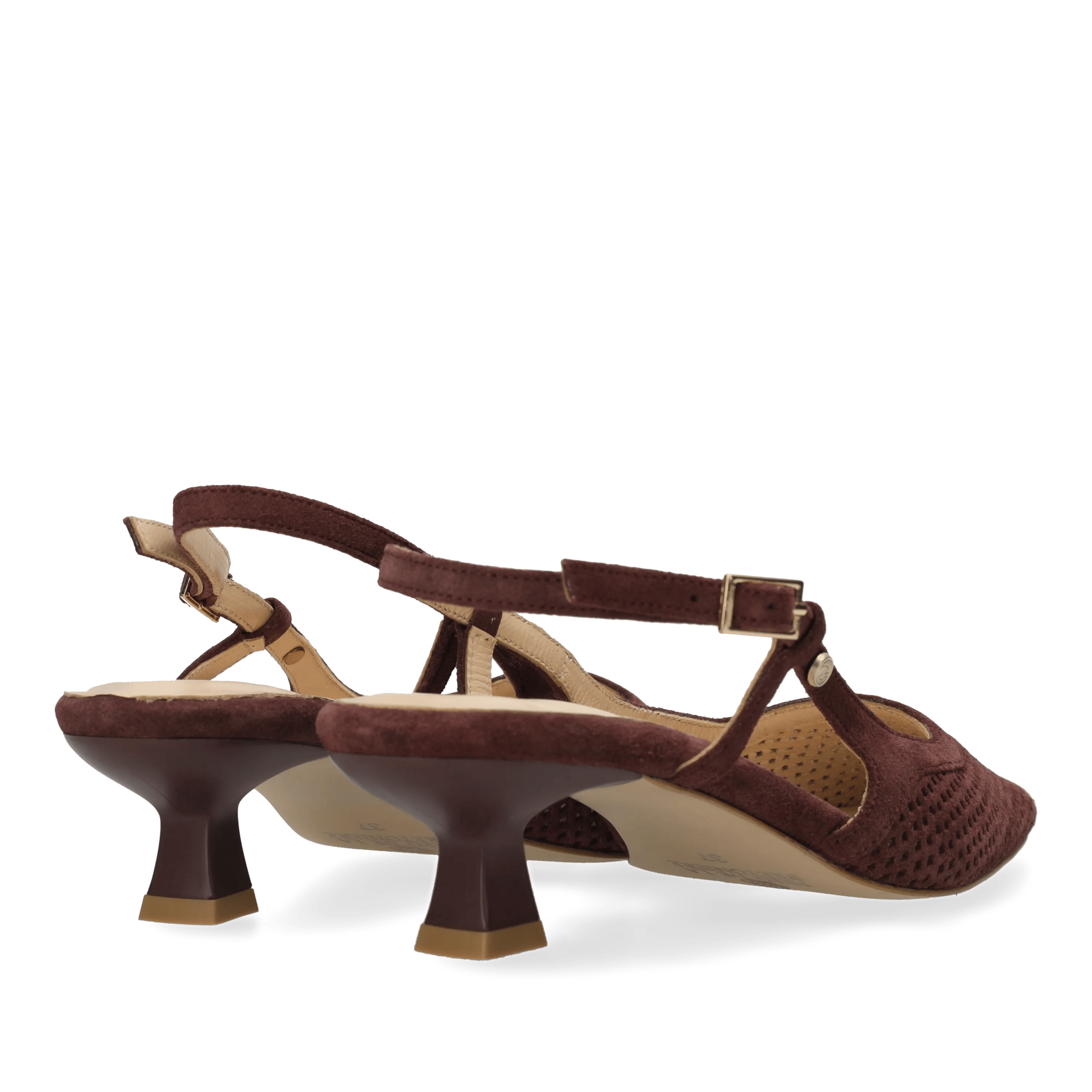 Carly Sling Perfo slingback suède bordeauxrood
