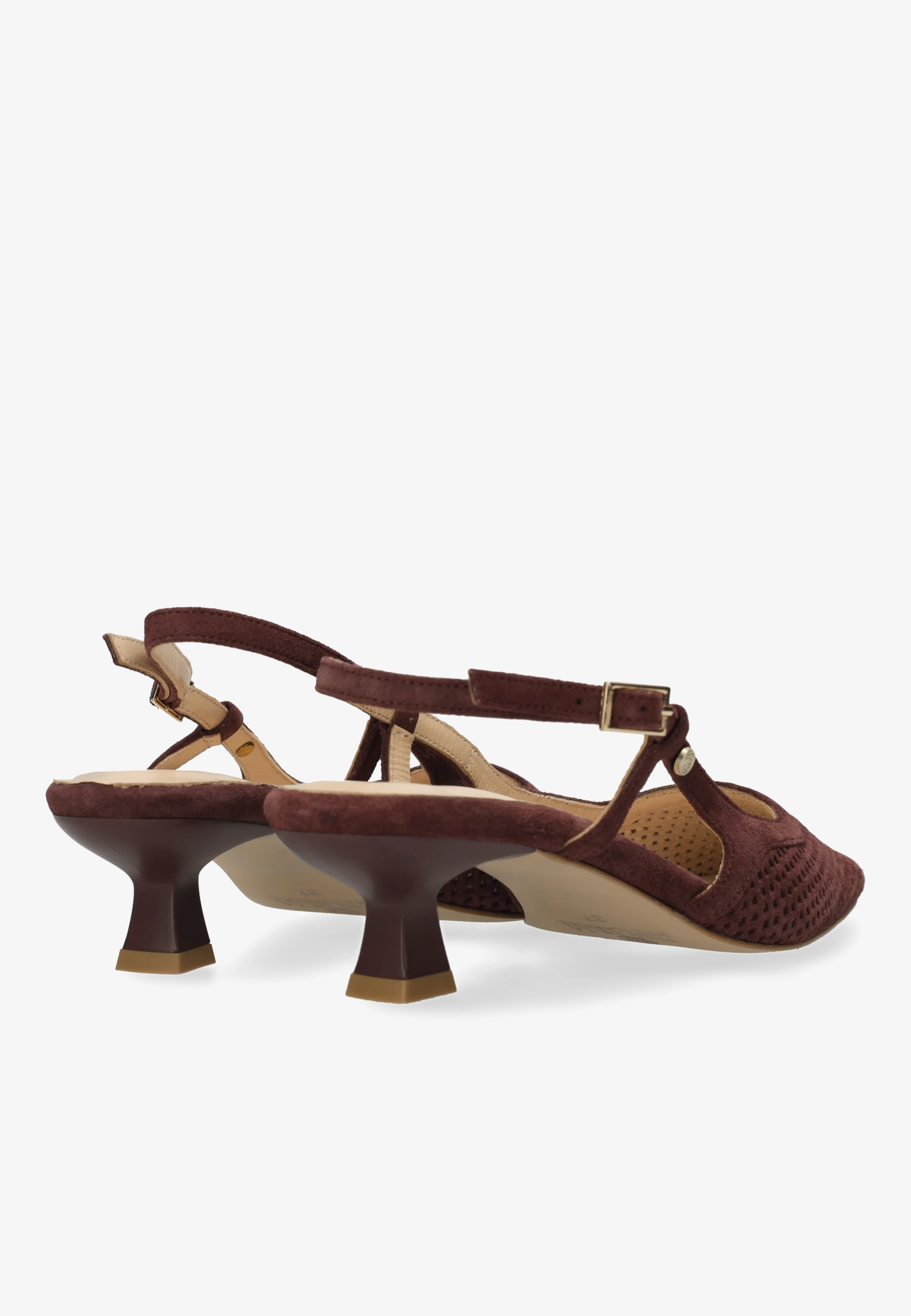 Carly sling Perfo suède Bordeauxrood