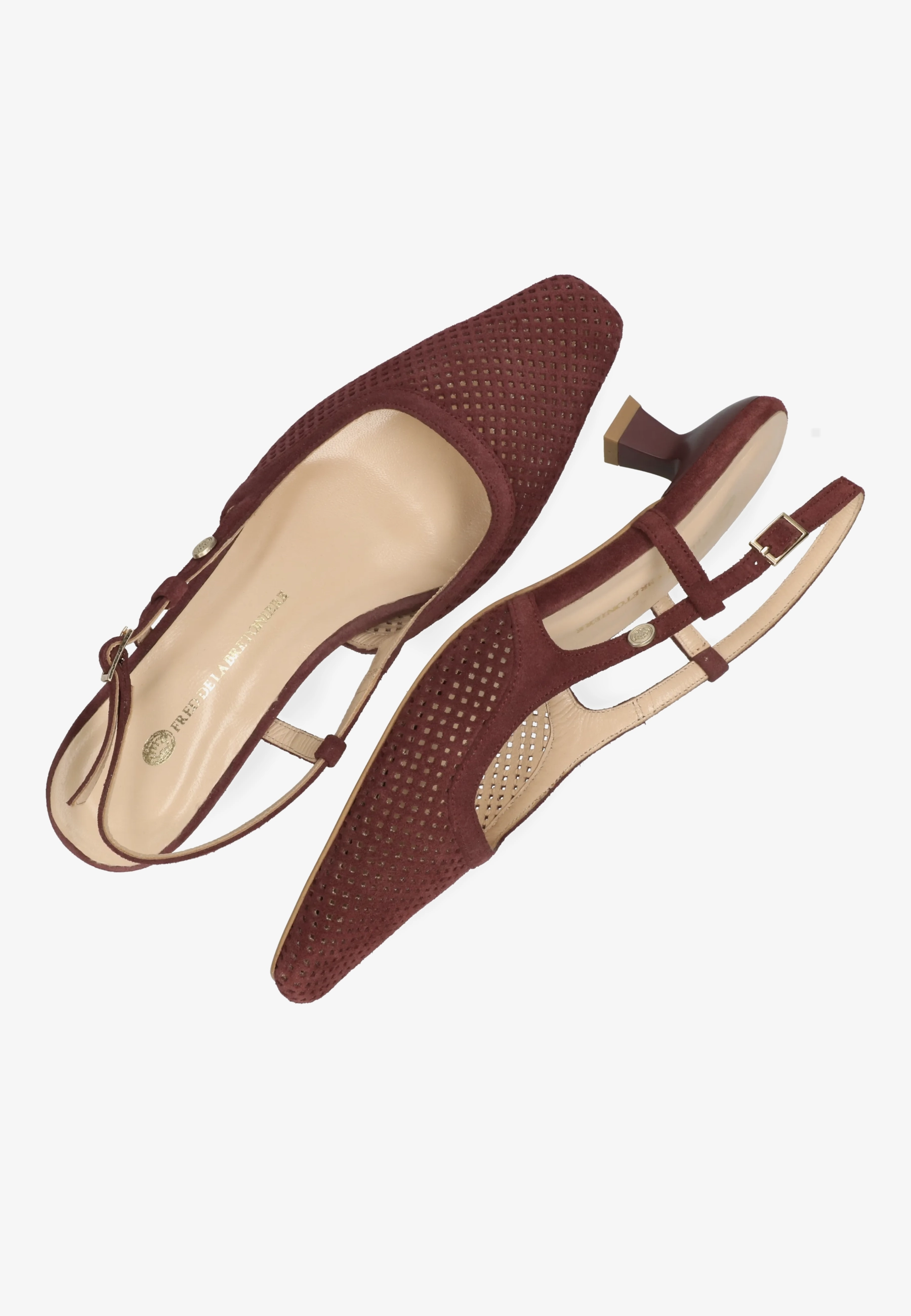 Carly sling Perfo suède Bordeauxrood