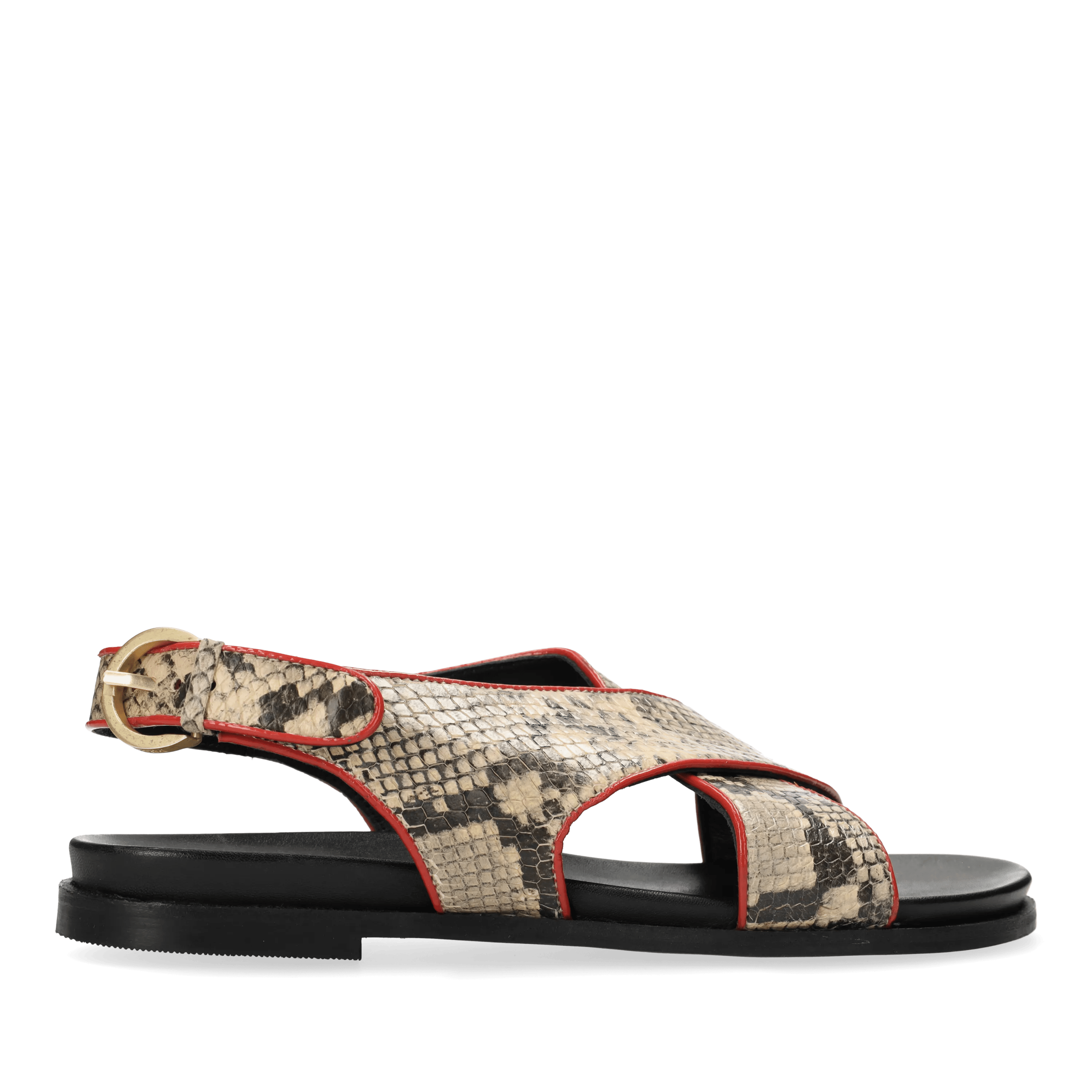 Greedy Cross sandaal snake zwart/beige