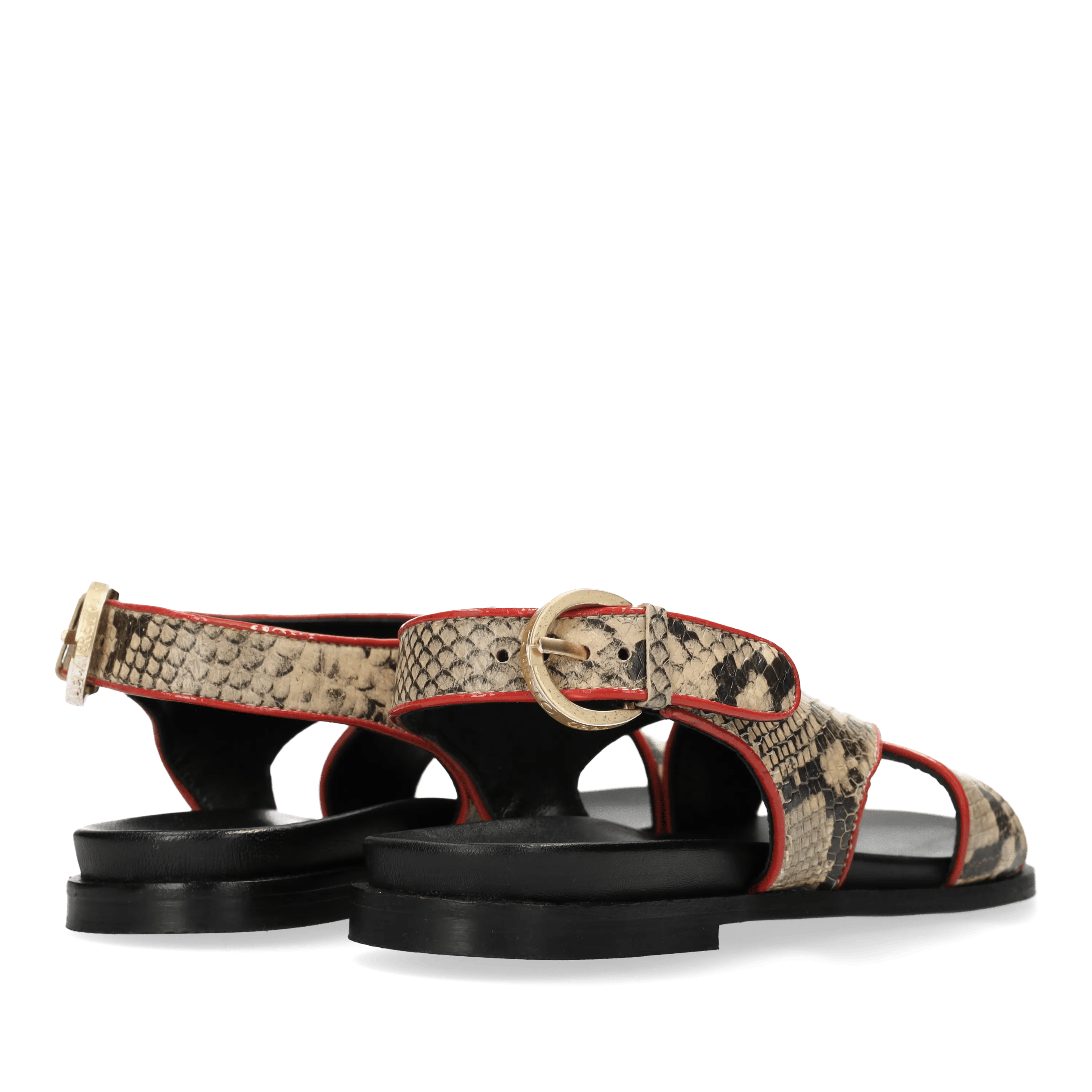 Greedy Cross sandaal snake zwart/beige