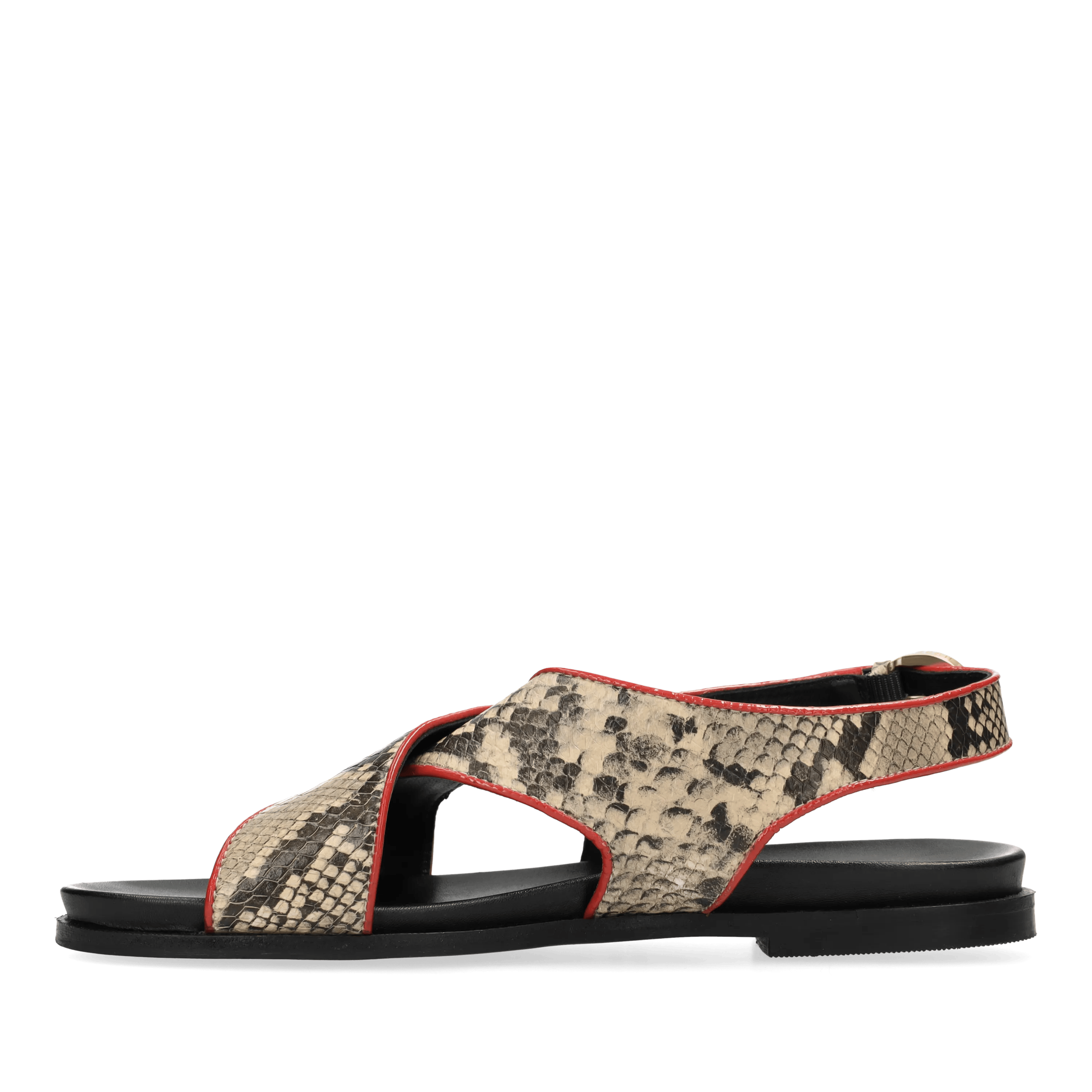 Greedy Cross sandaal snake zwart/beige