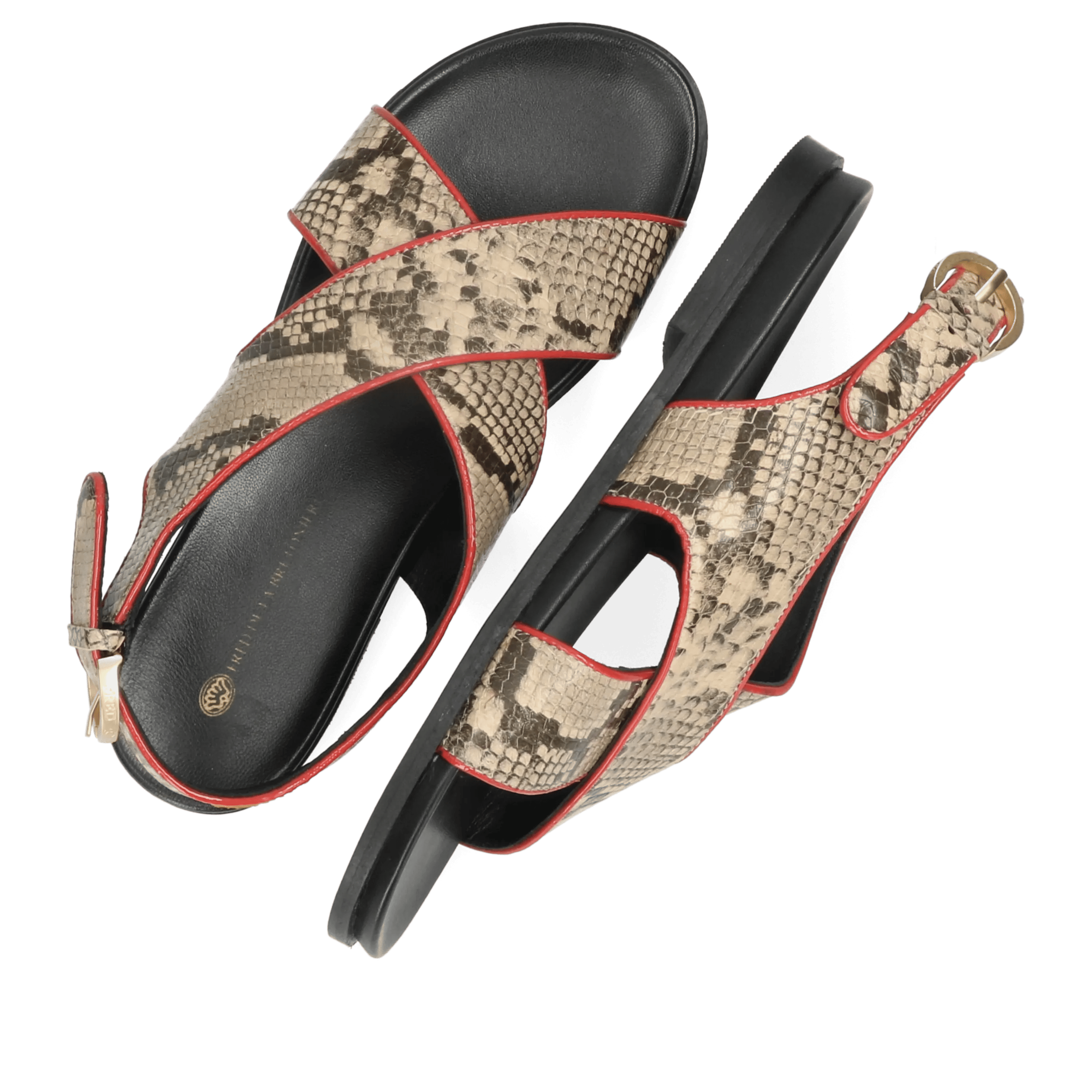 Greedy Cross sandaal snake zwart/beige