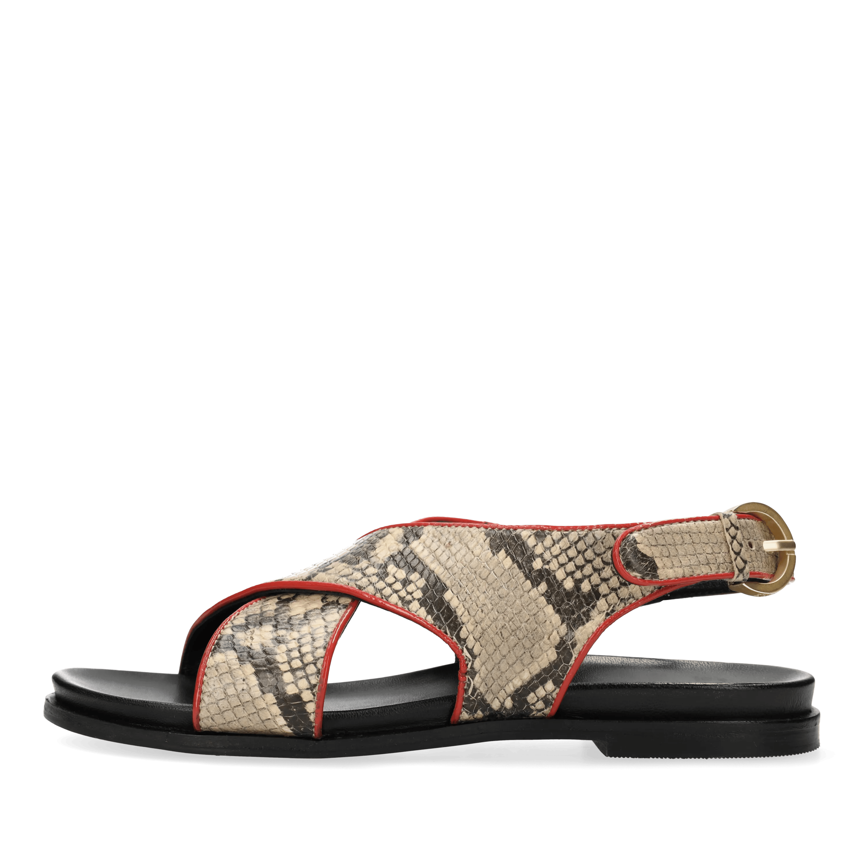 Greedy Cross sandaal snake zwart/beige