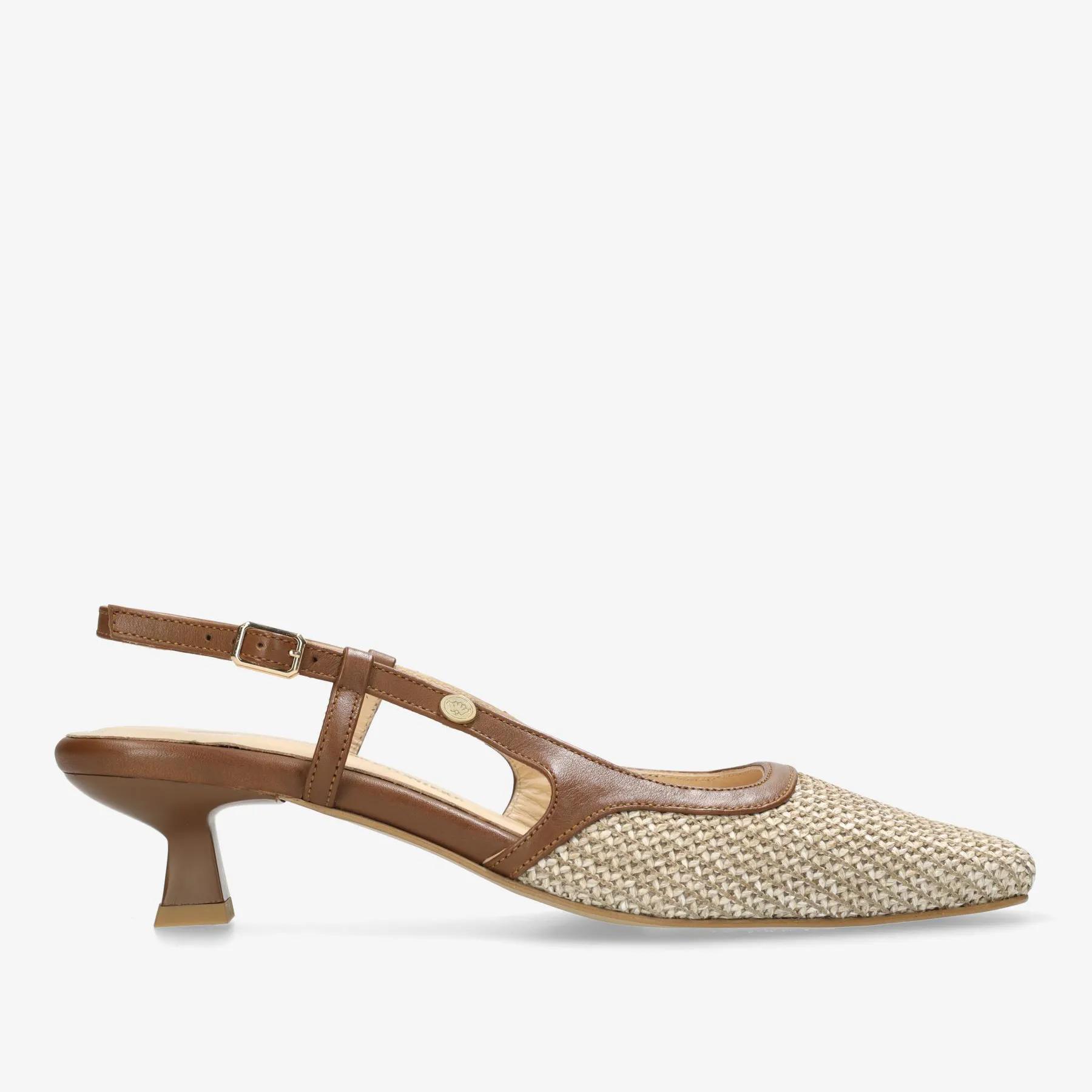 Carly Sling slingback raffia beige/bruin