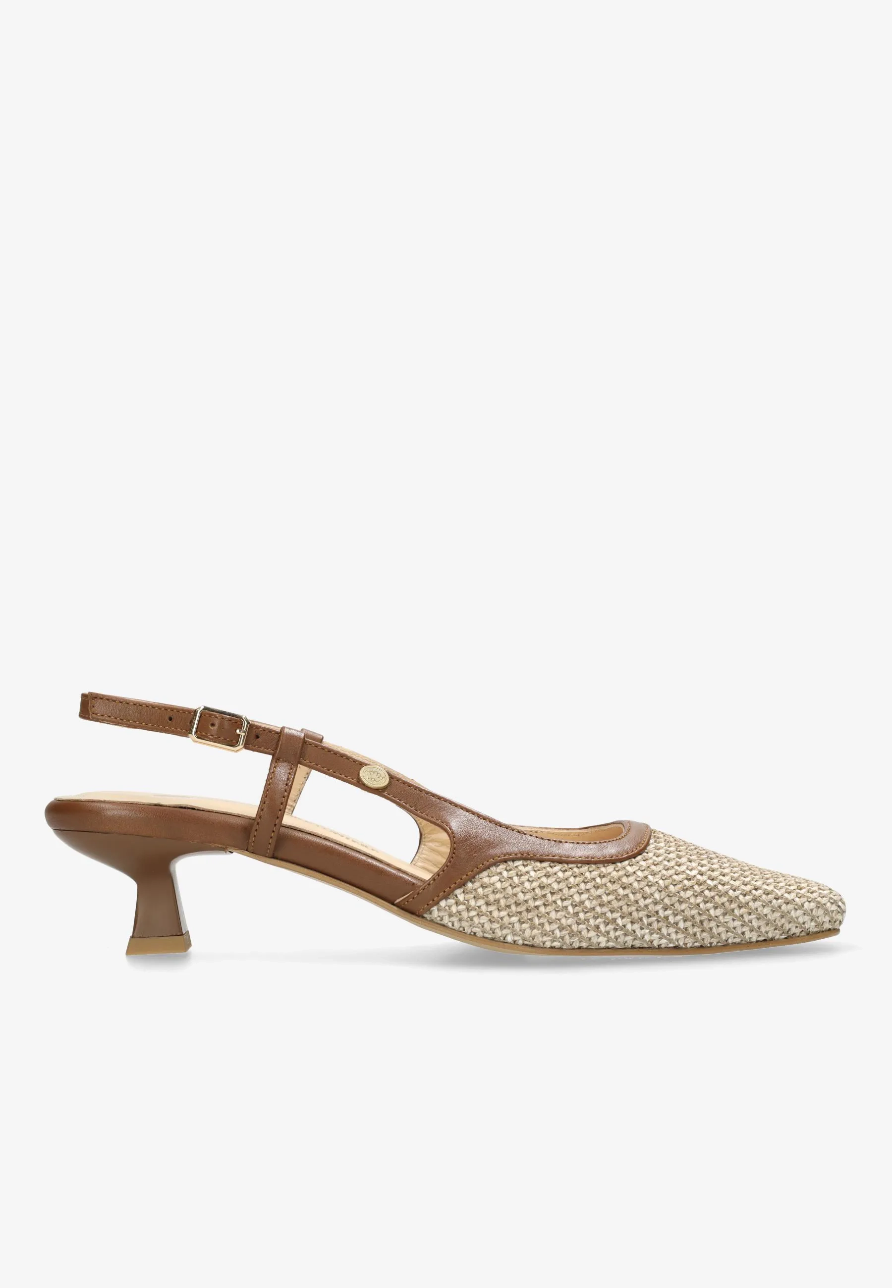 Carly Sling Raffia/Nappaleer Beige/Bruin