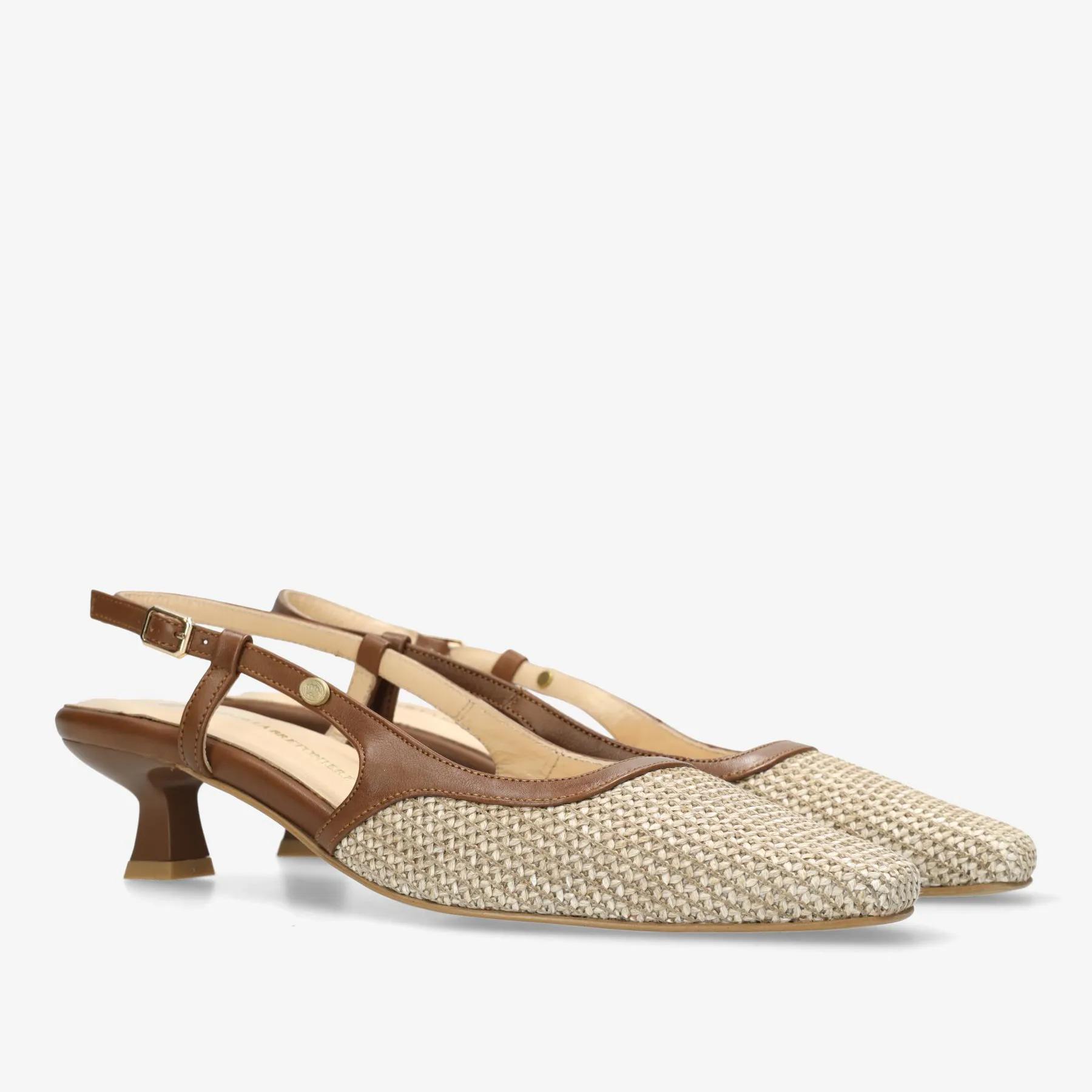 Carly Sling slingback raffia beige/bruin