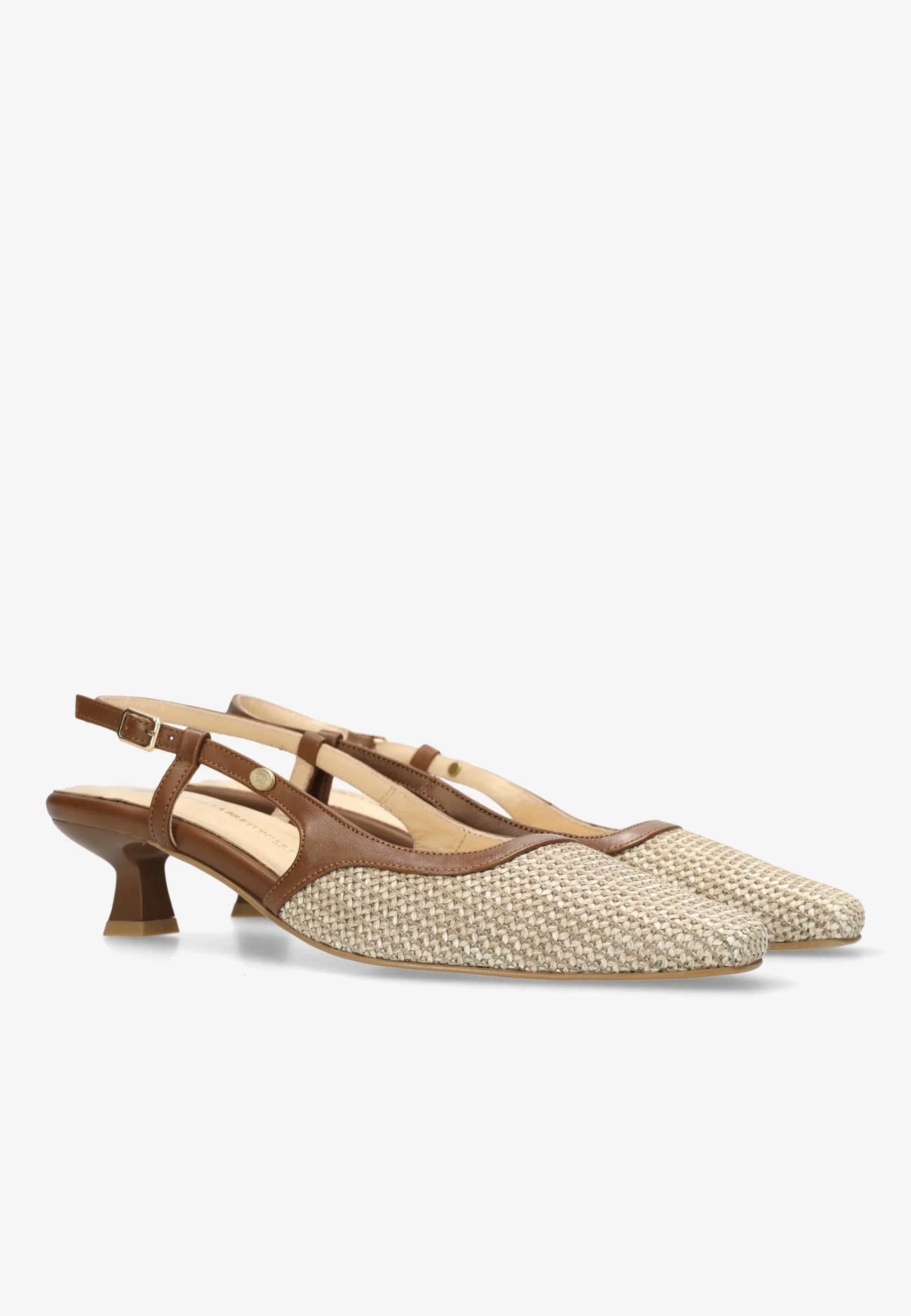 Carly Sling Raffia/Nappaleer Beige/Bruin