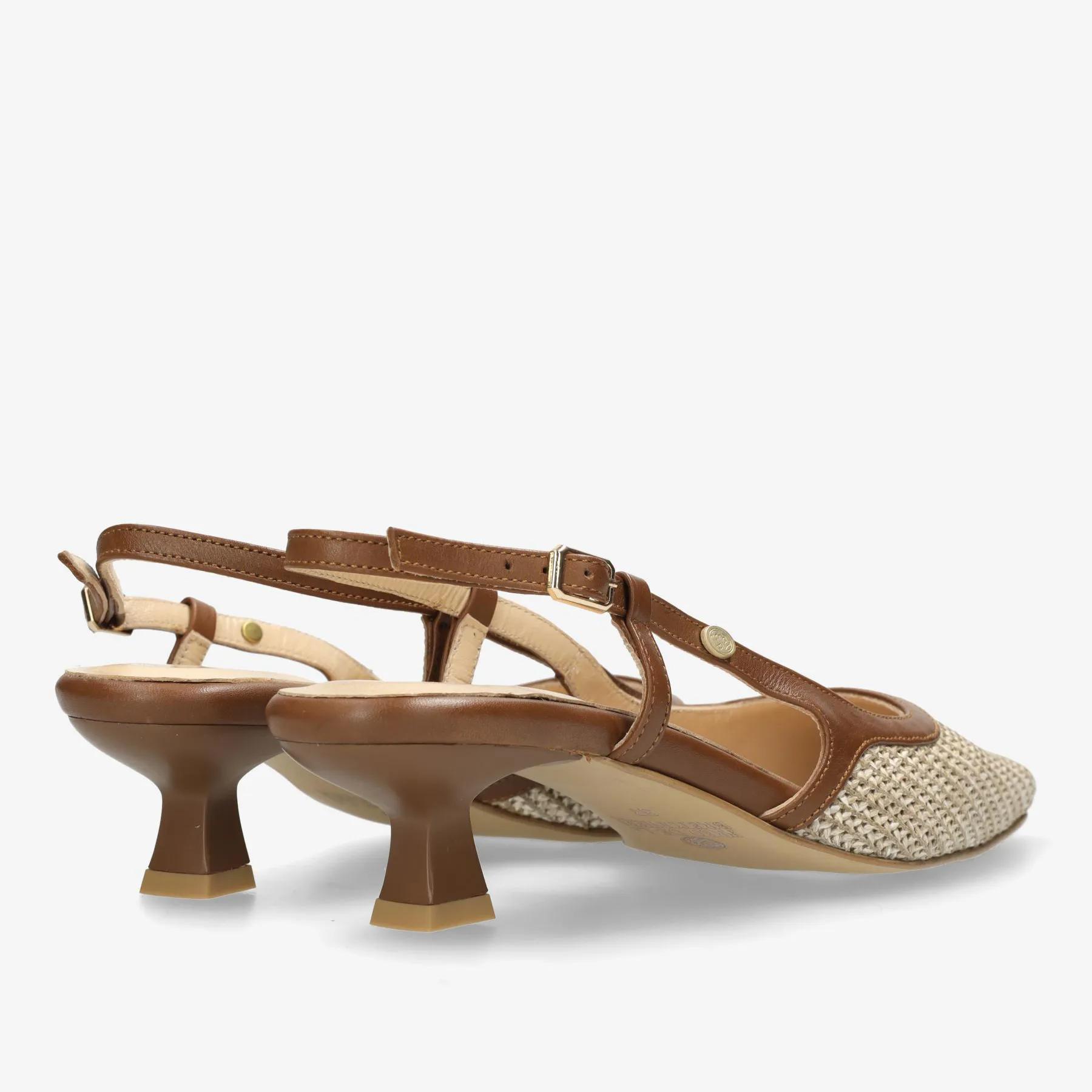 Carly Sling slingback raffia beige/bruin