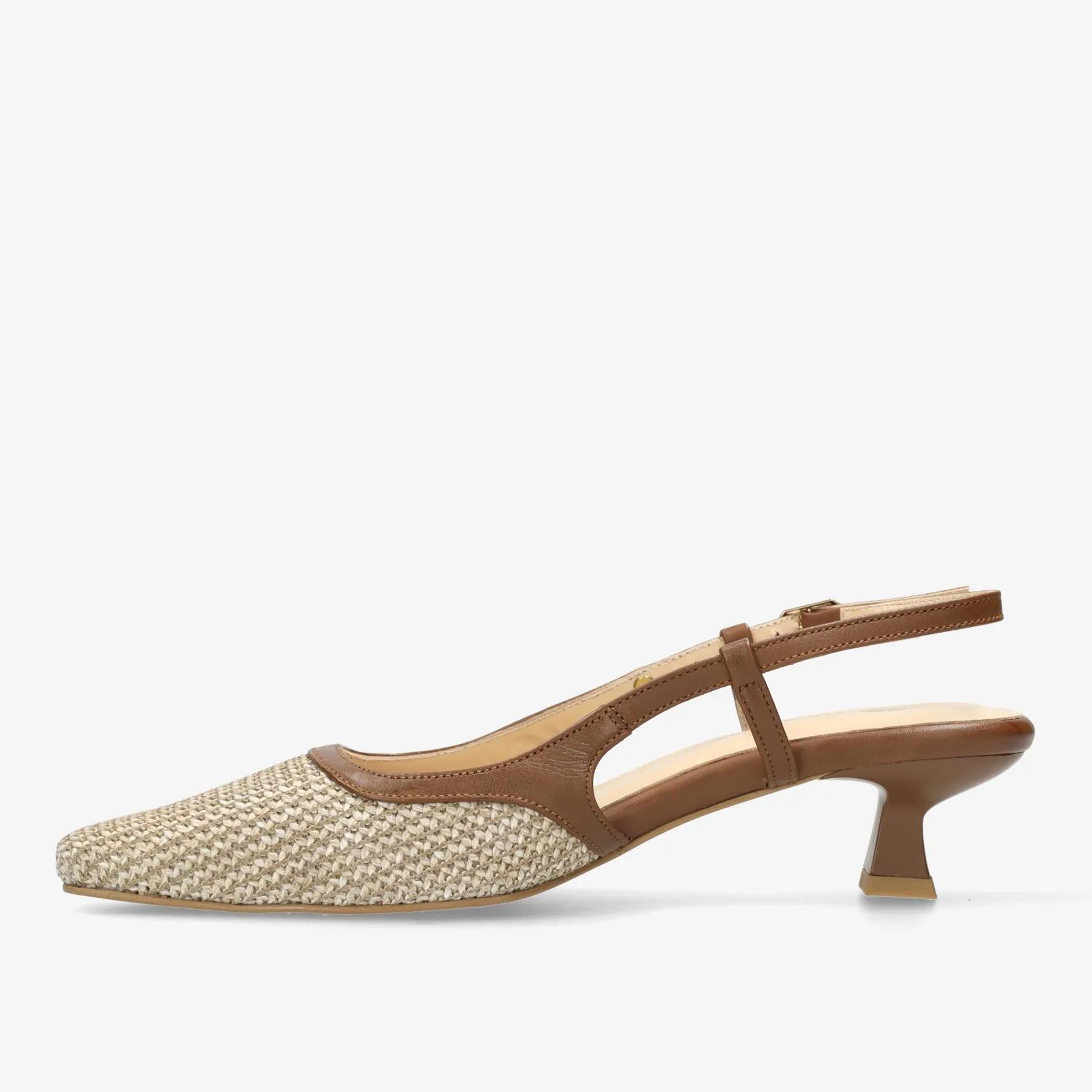 Carly Sling slingback raffia beige/bruin