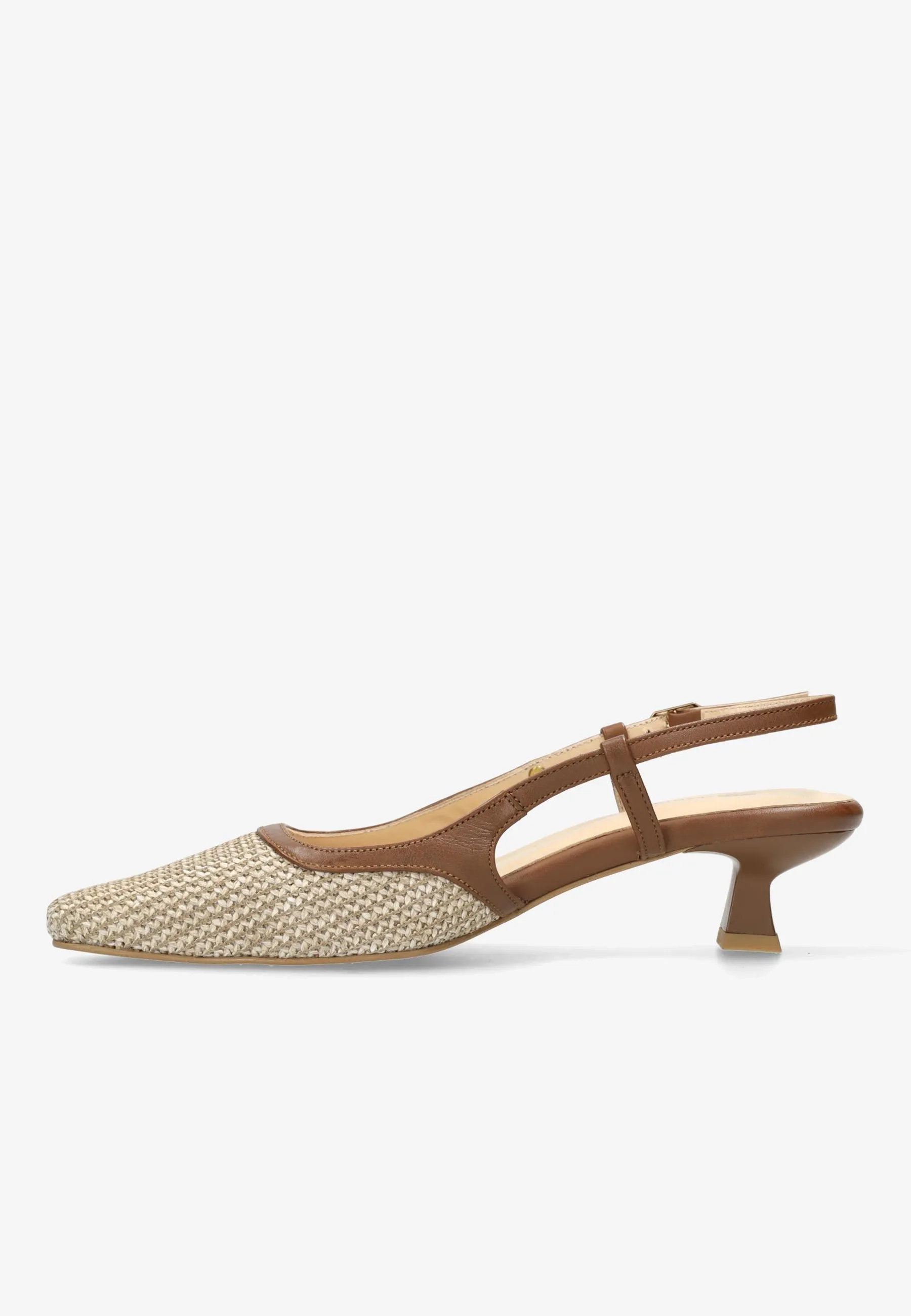 Carly Sling Raffia/Nappaleer Beige/Bruin