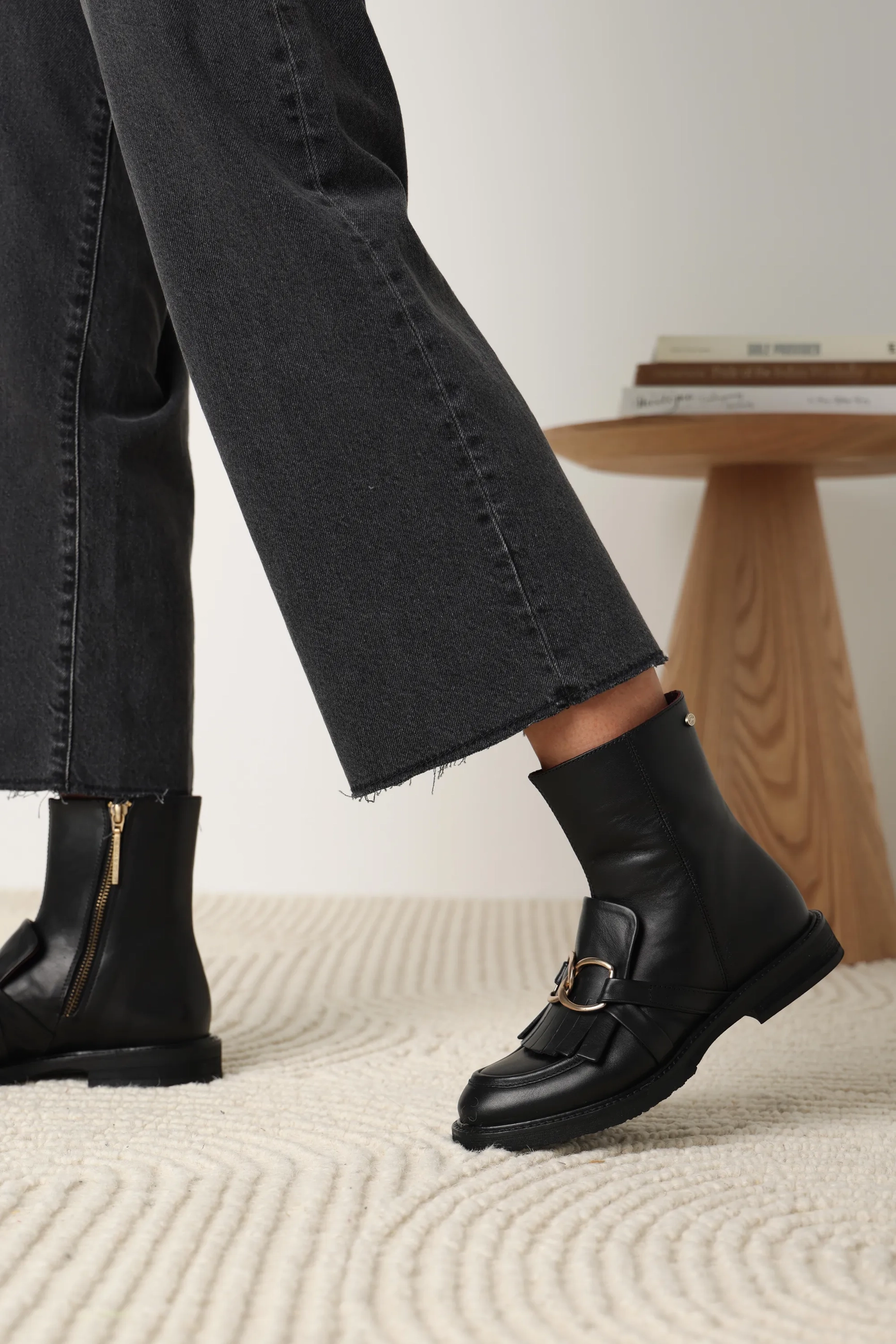 Paris Hay enkellaars leer zwart