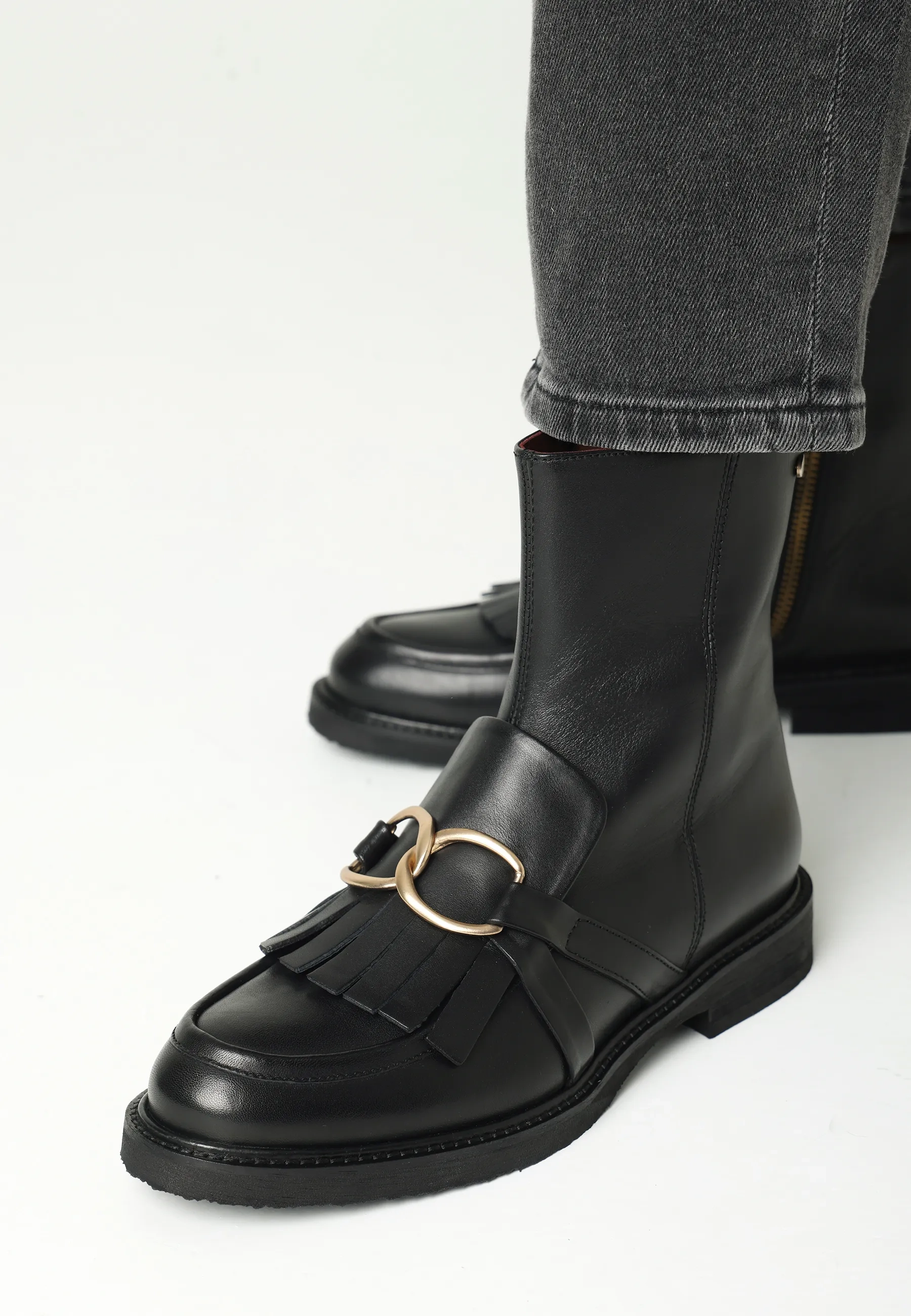 Paris Hay enkellaars leer zwart