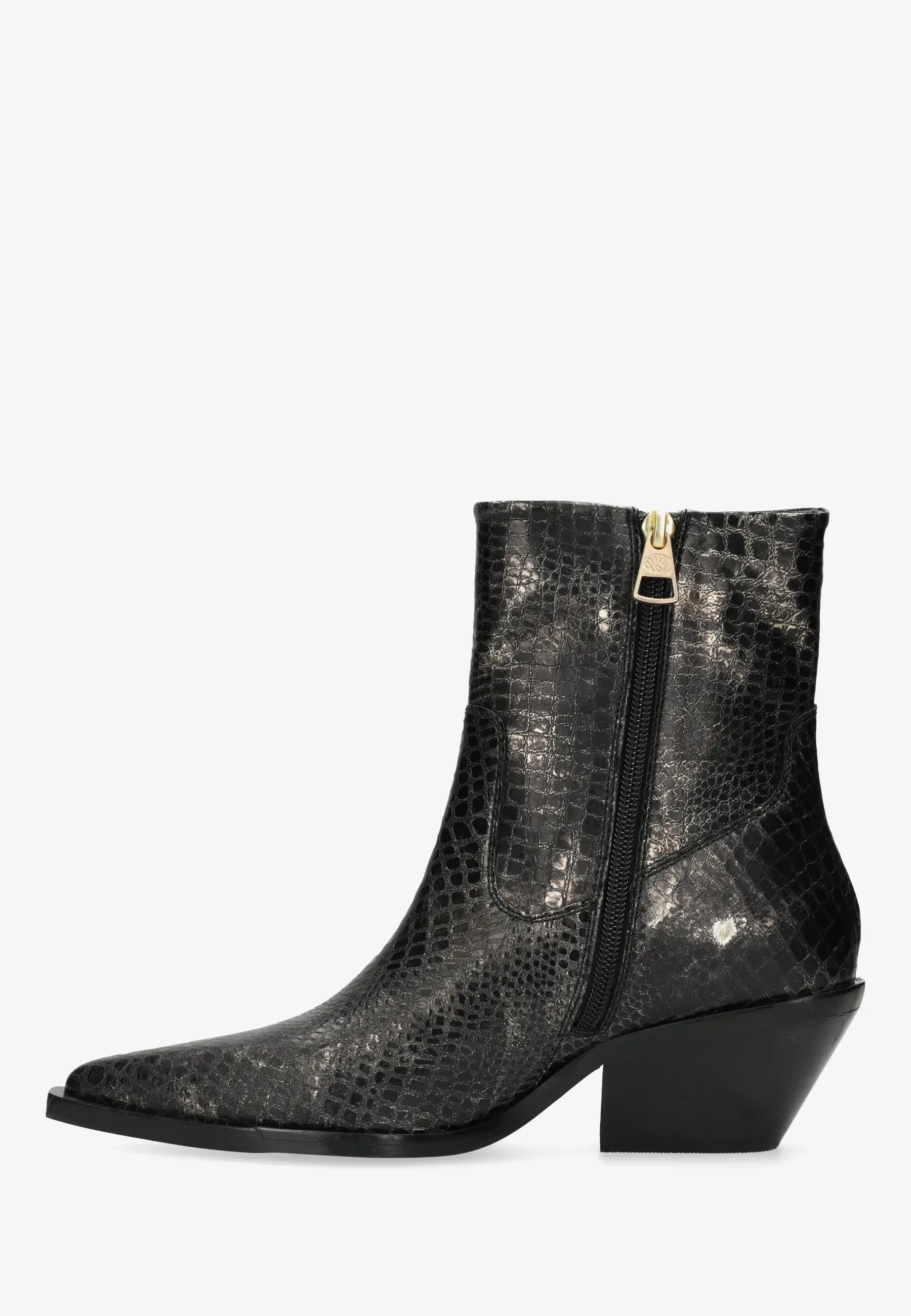 Flor short enkellaars Metallic leer Zwart