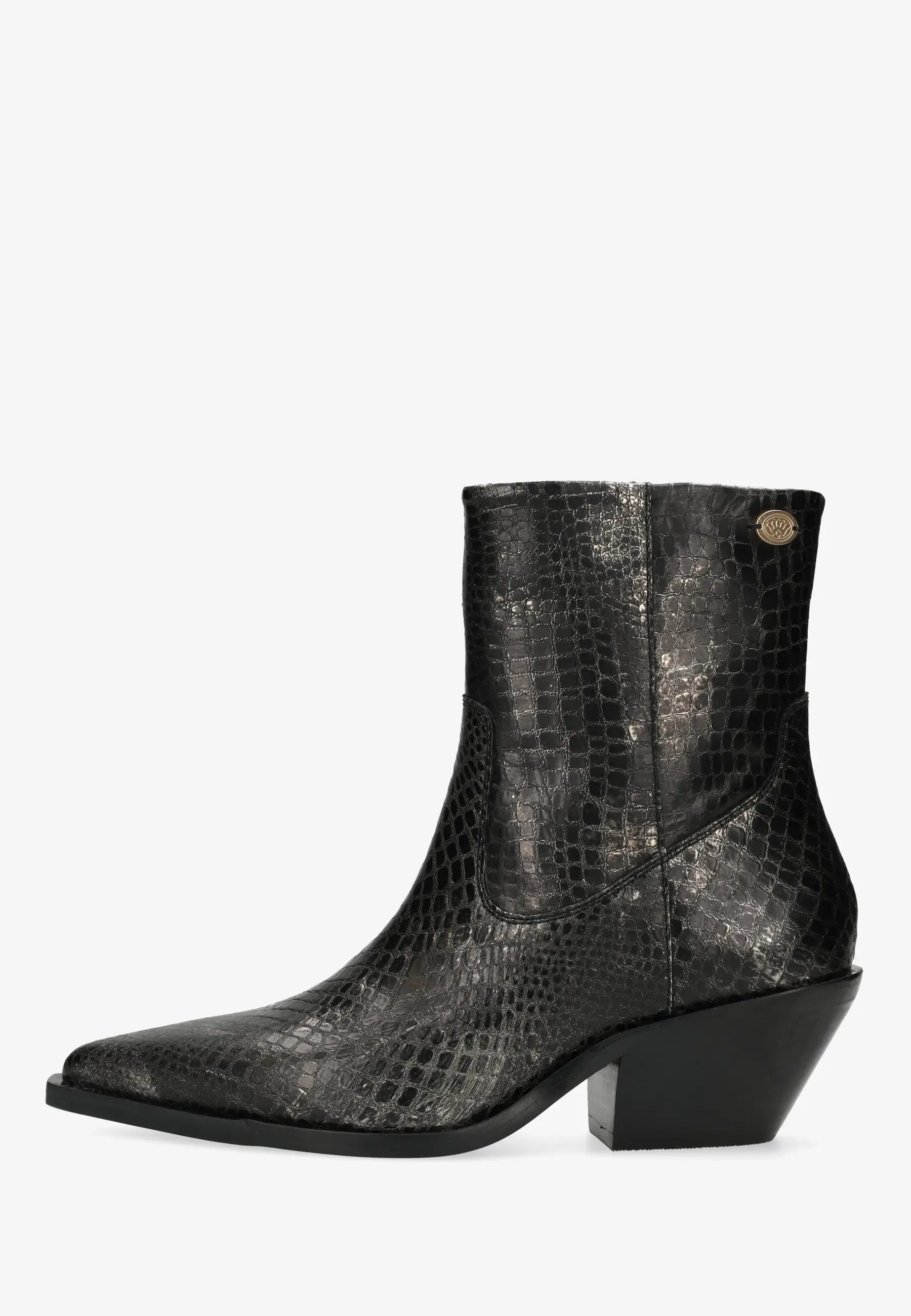 Flor short enkellaars Metallic leer Zwart