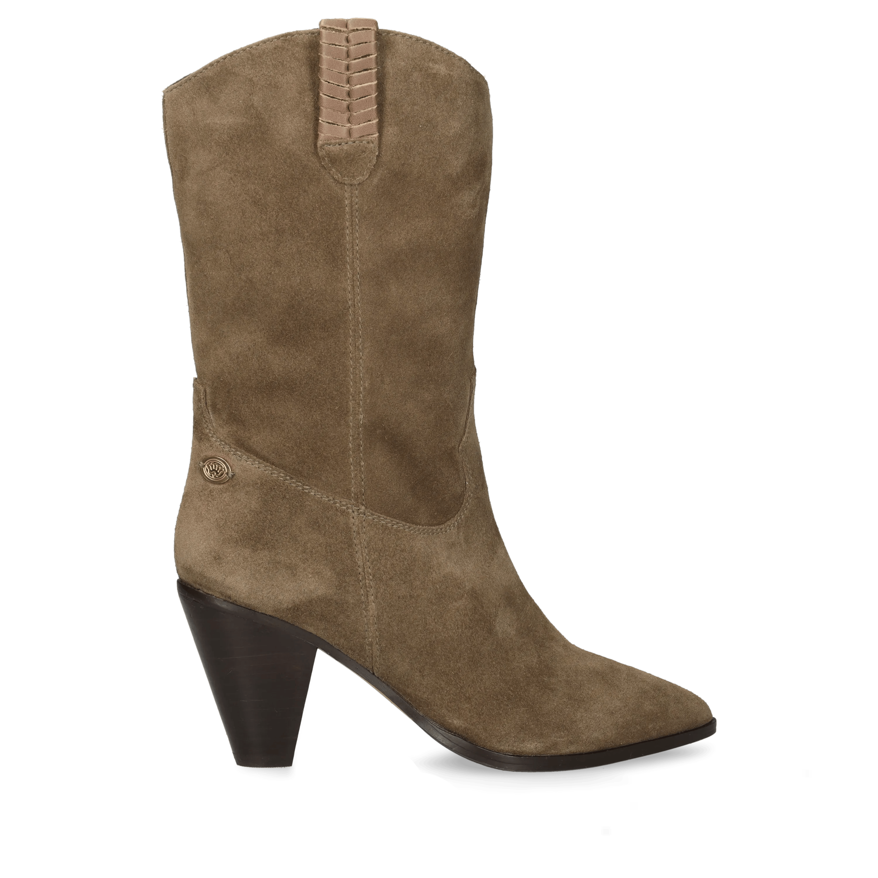GALIA WEST Cowboy Boot Suede Taupe
