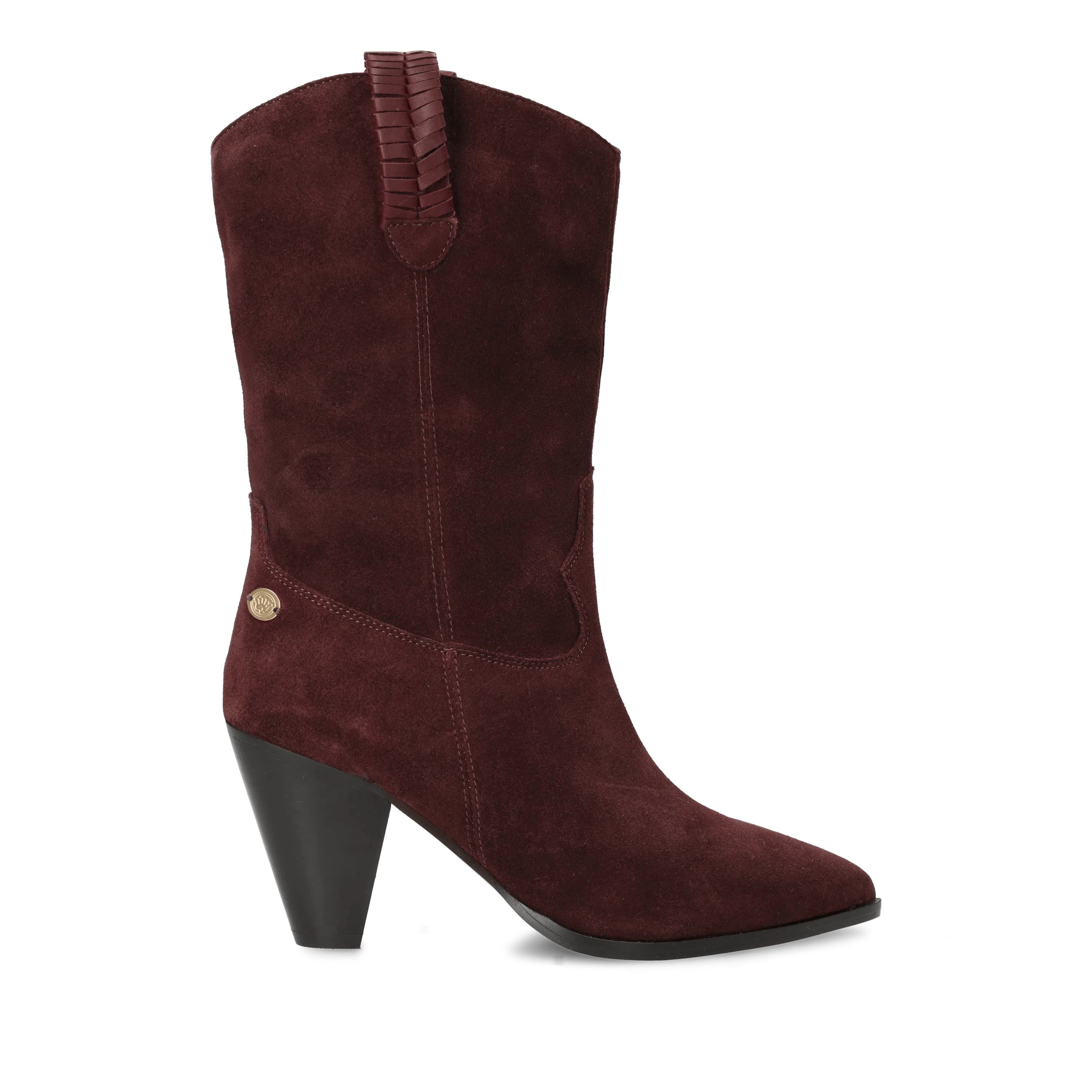 GALIA WEST Cowboy Boot Suede Bordeaux Red