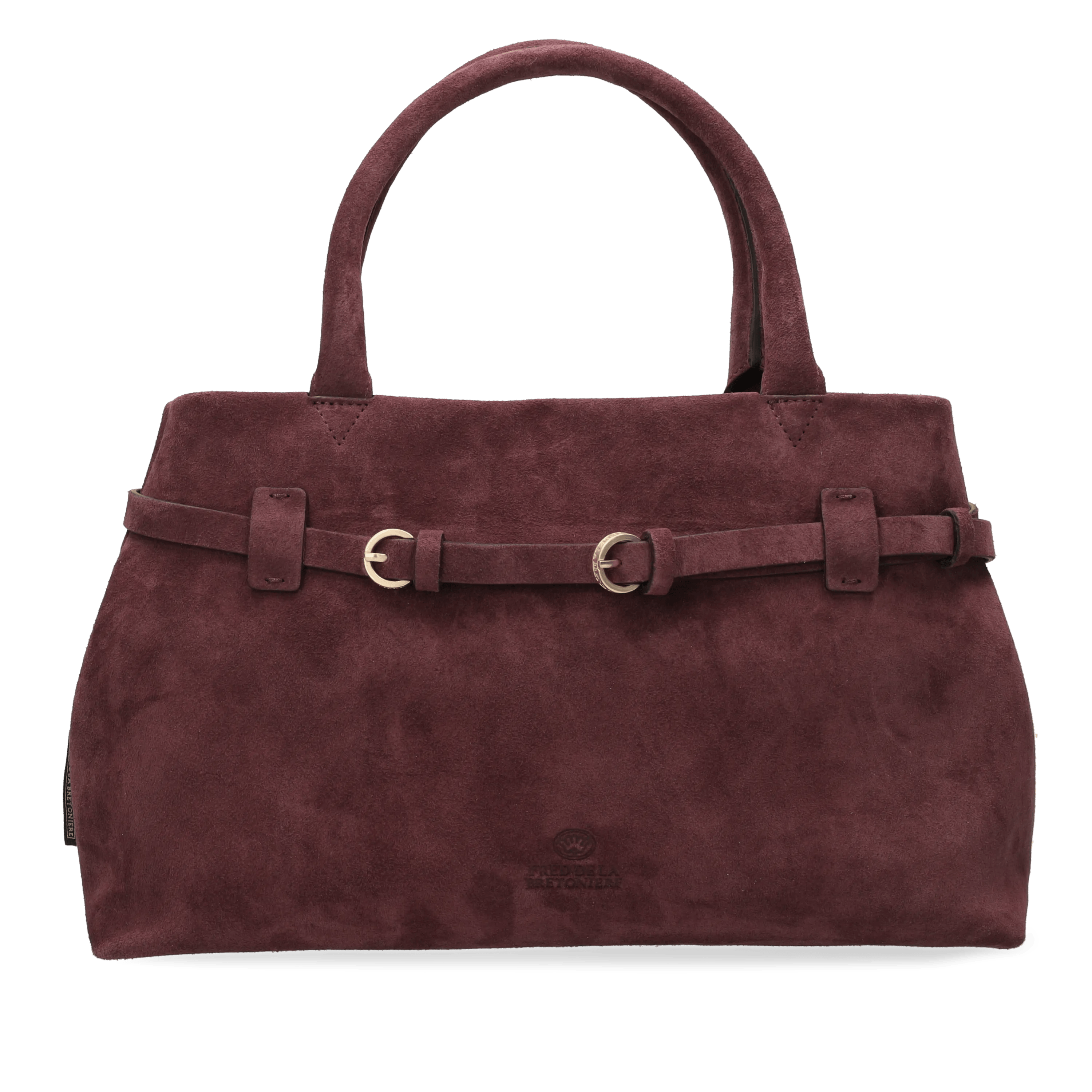 Mae Handtasche Veloursleder Burgunderrot