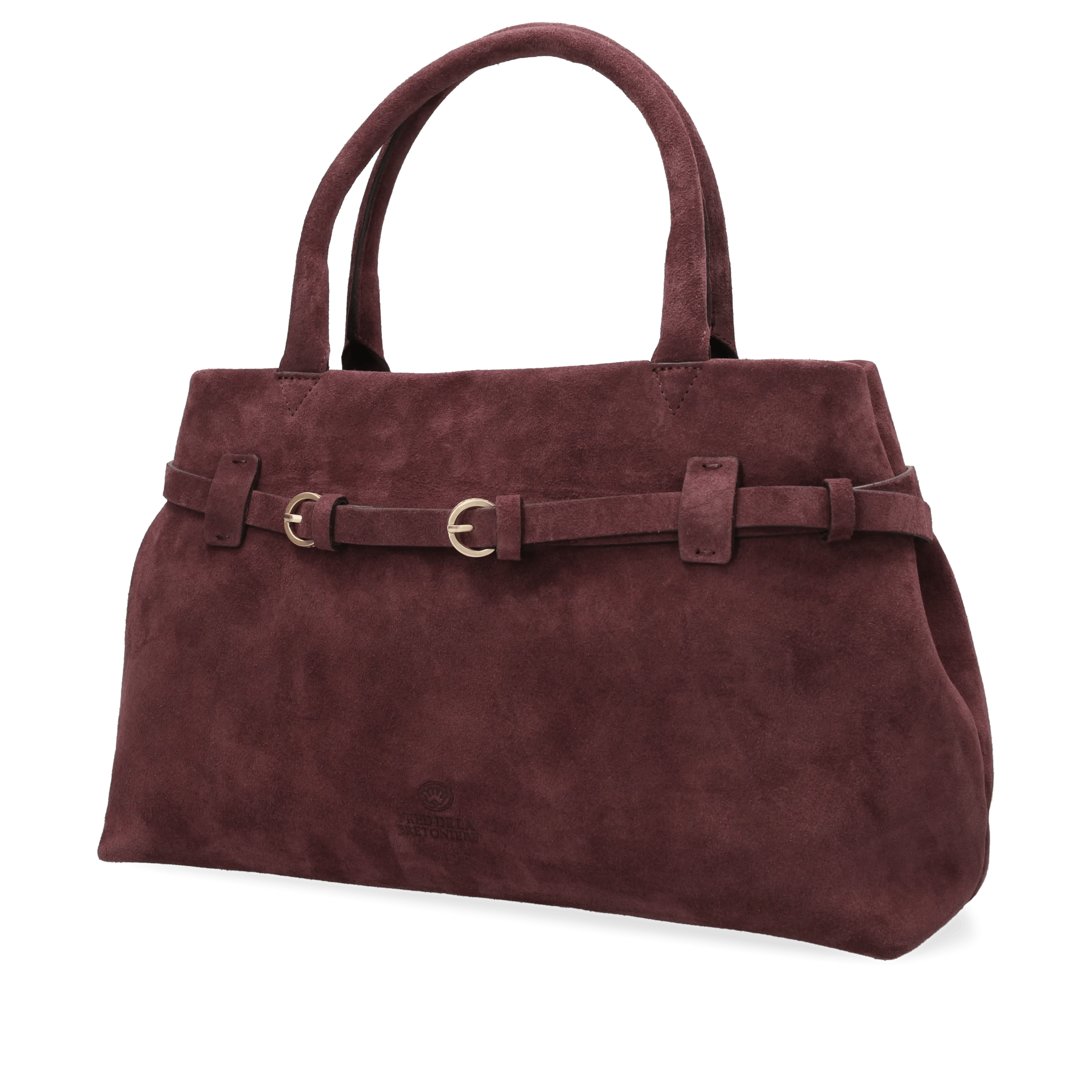 Mae Handtasche Veloursleder Burgunderrot