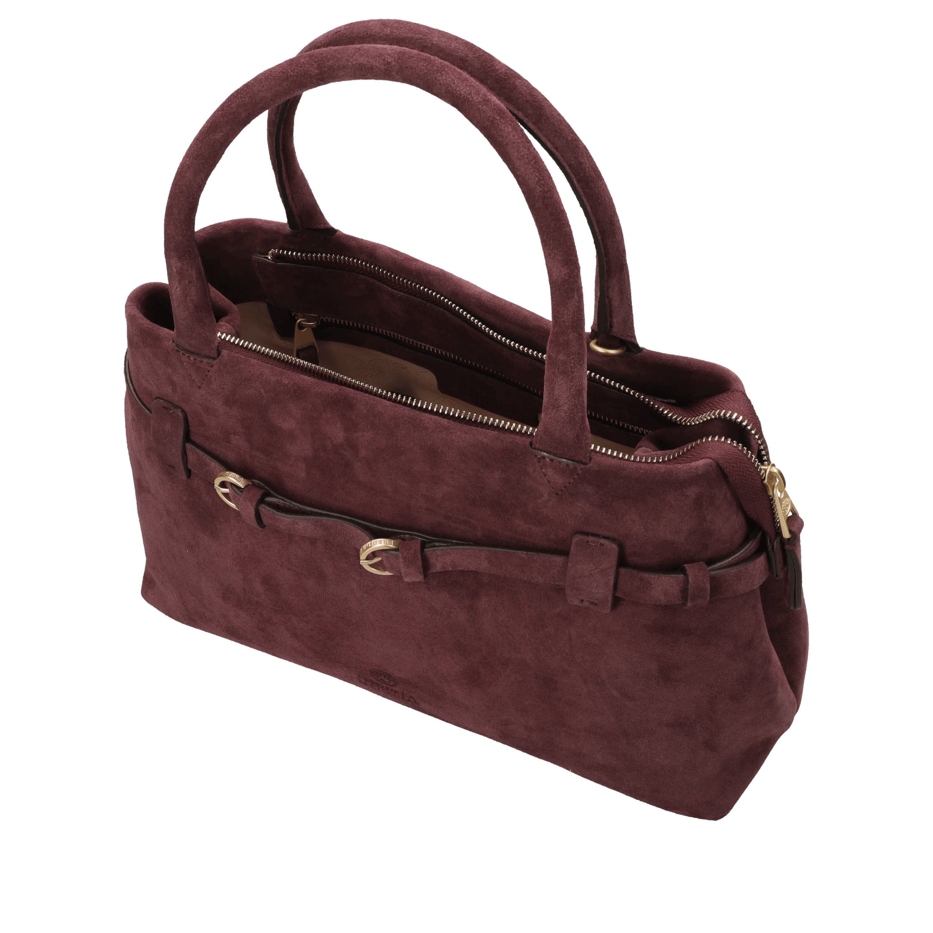 Mae Handtasche Veloursleder Burgunderrot
