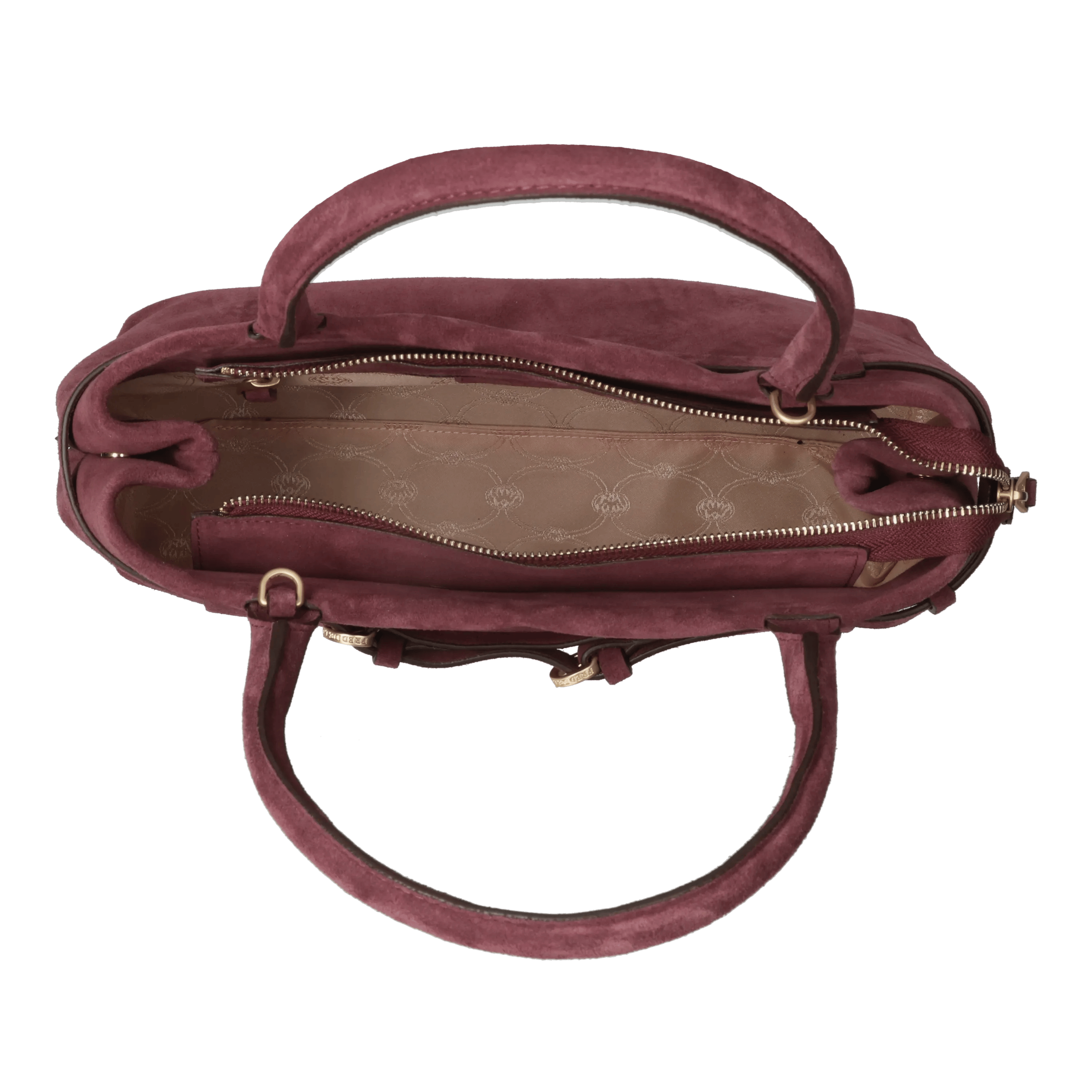 Mae Handtasche Veloursleder Burgunderrot