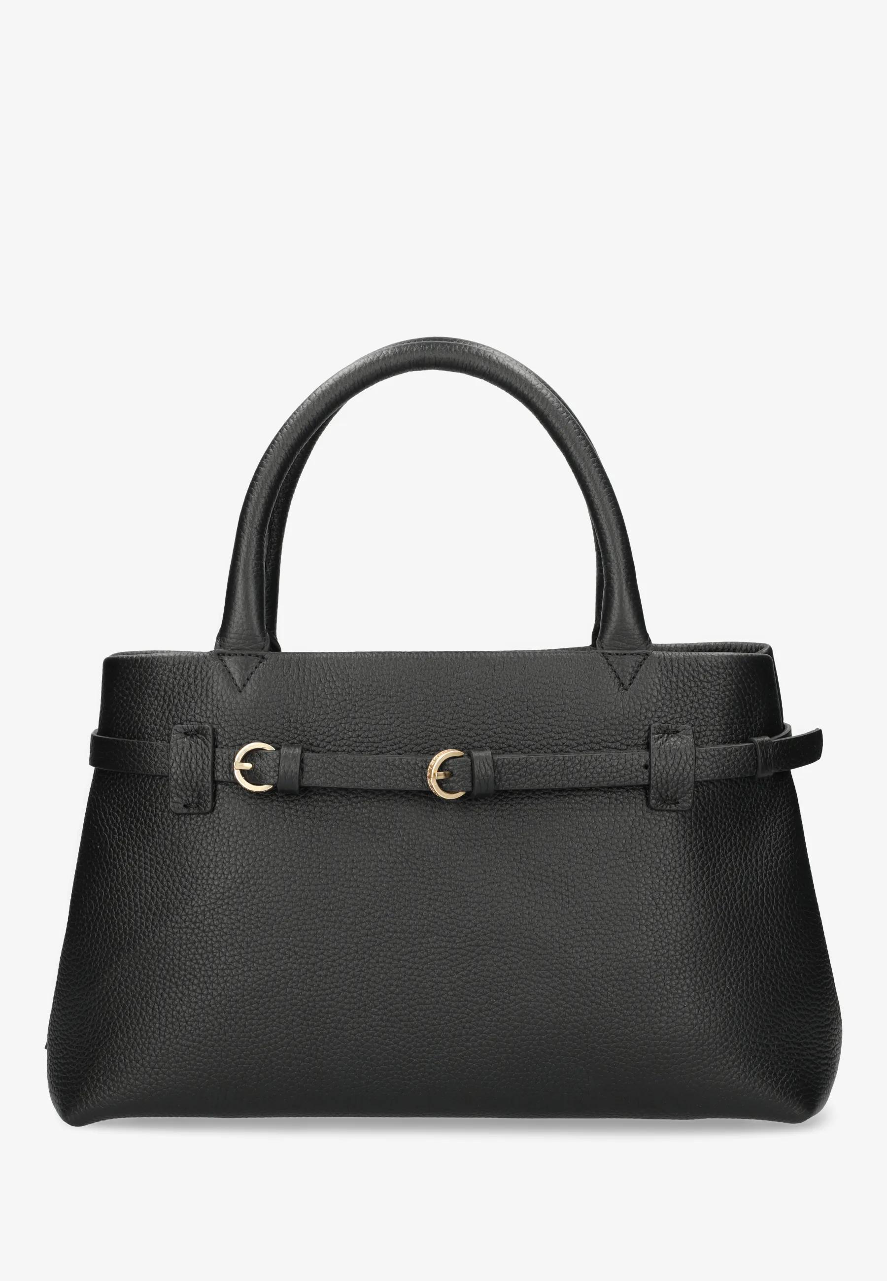 Mae Handtasche Aus Genarbtem Leder Schwarz