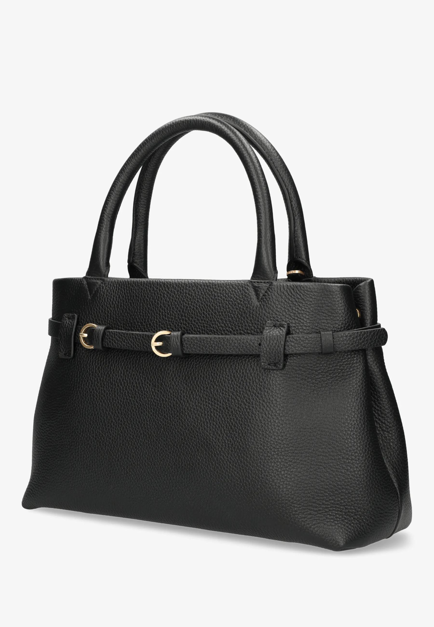 Mae Handtasche Aus Genarbtem Leder Schwarz