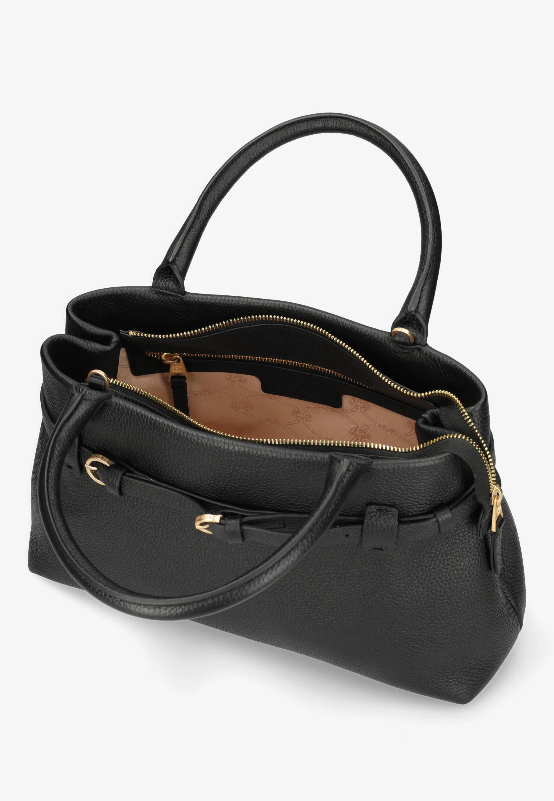 Mae Handtasche Aus Genarbtem Leder Schwarz