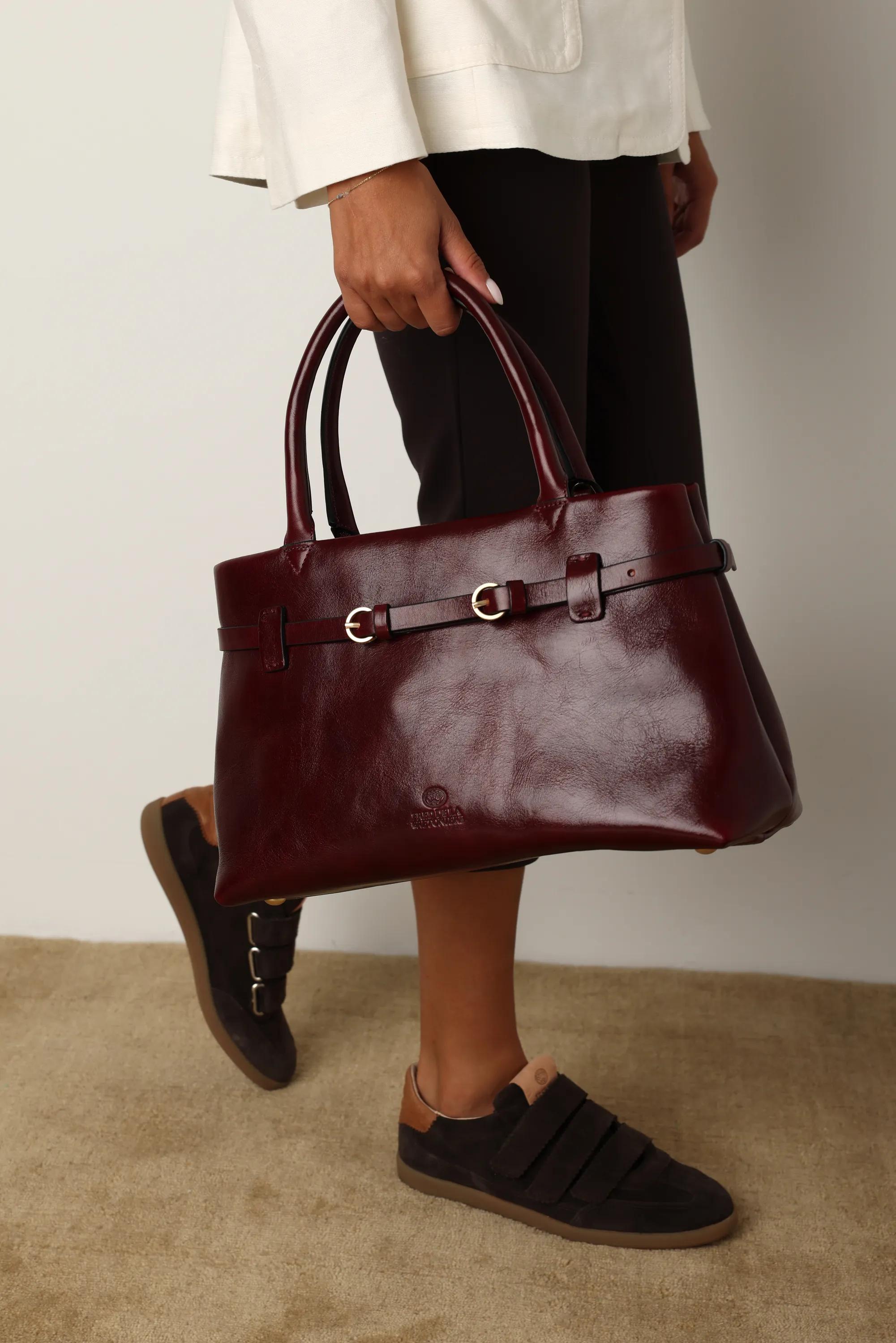 MAE HANDBAG Leather Bordeaux Red