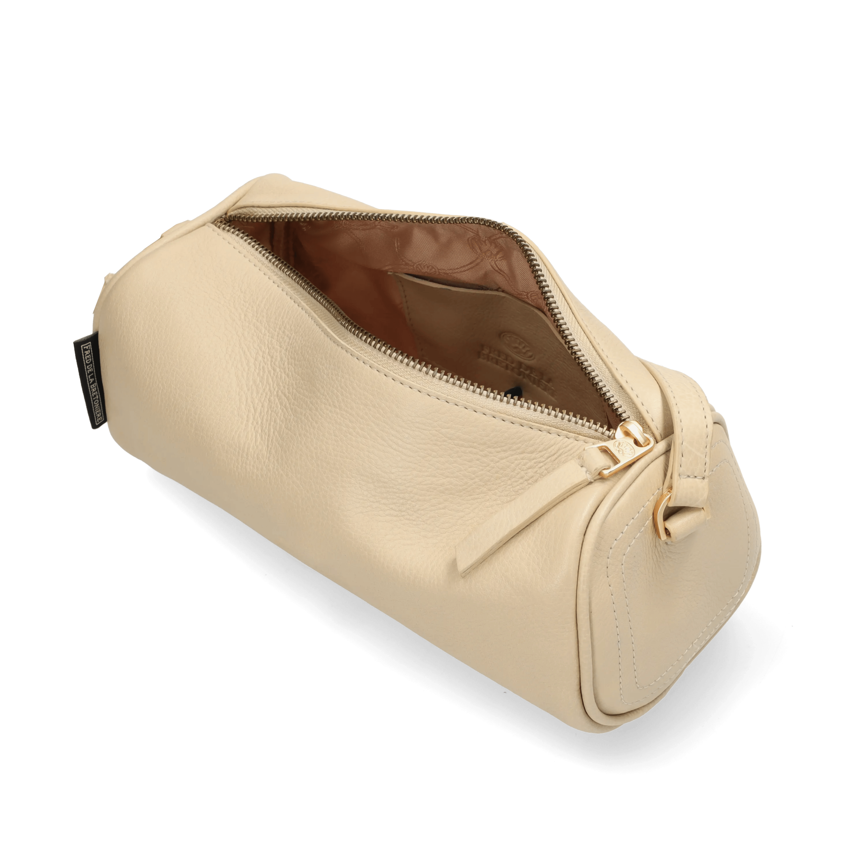 Livia schoudertas Cow leer Licht taupe
