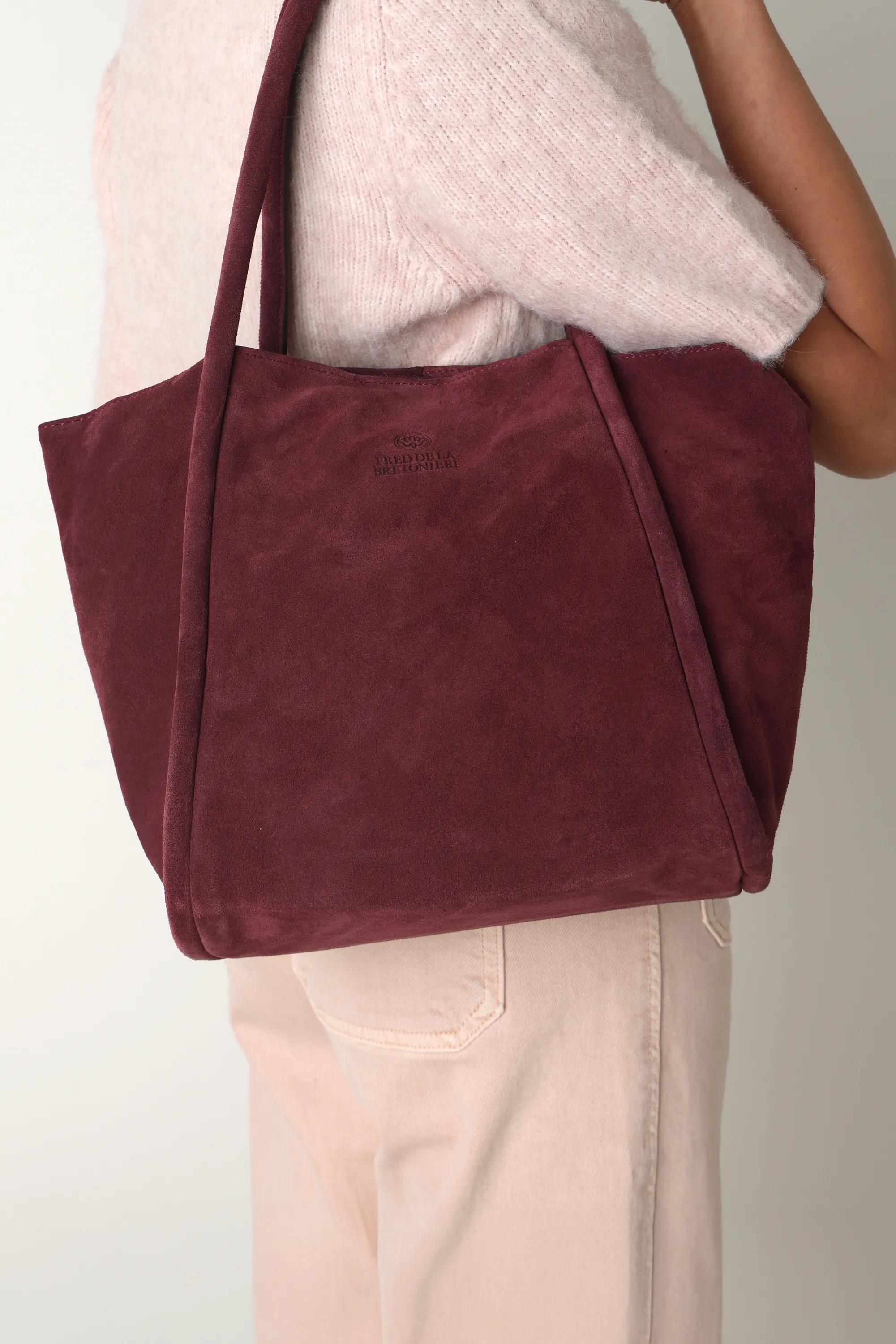 Nalani Schultertasche Veloursleder Burgunderrot