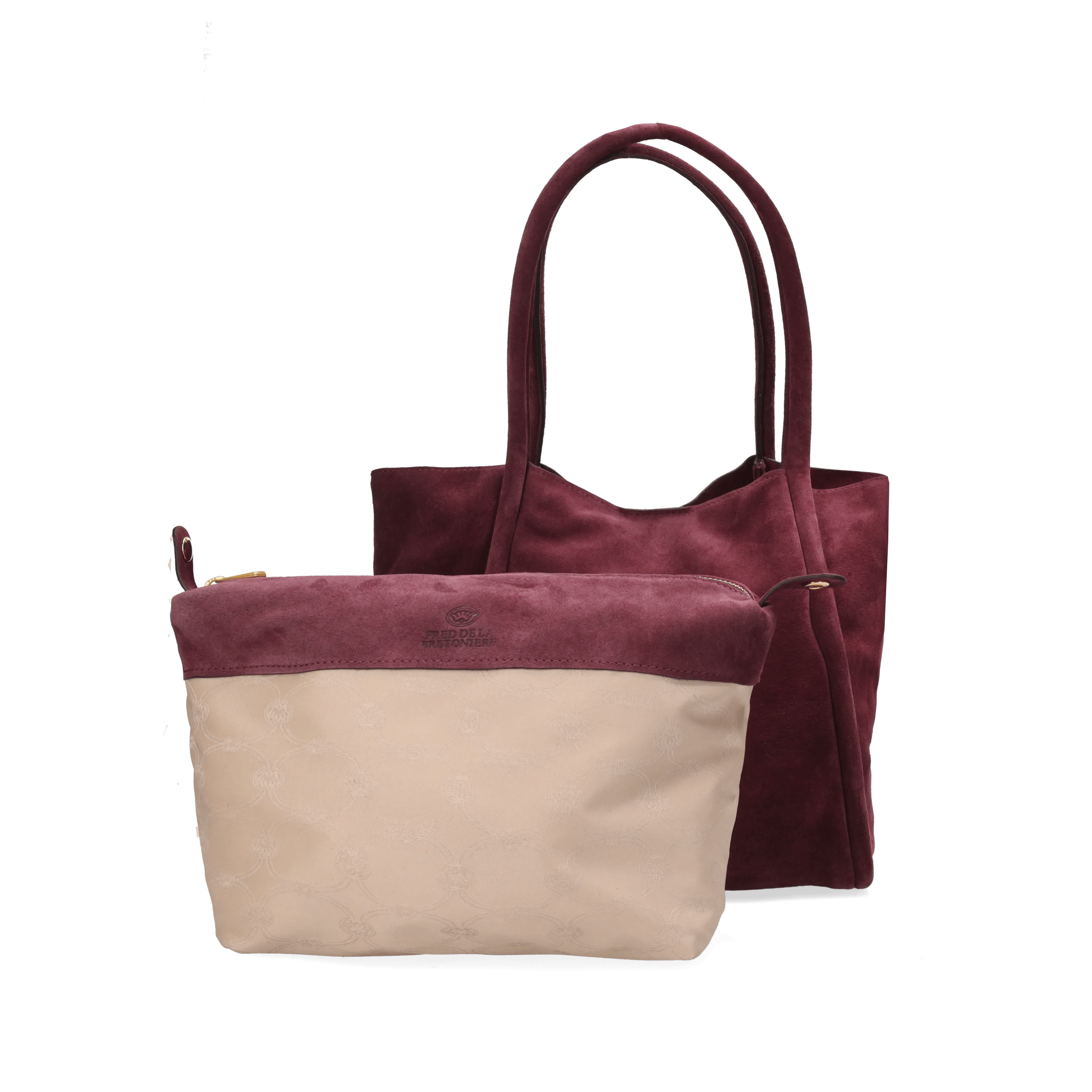 Nalani Schultertasche Veloursleder Burgunderrot