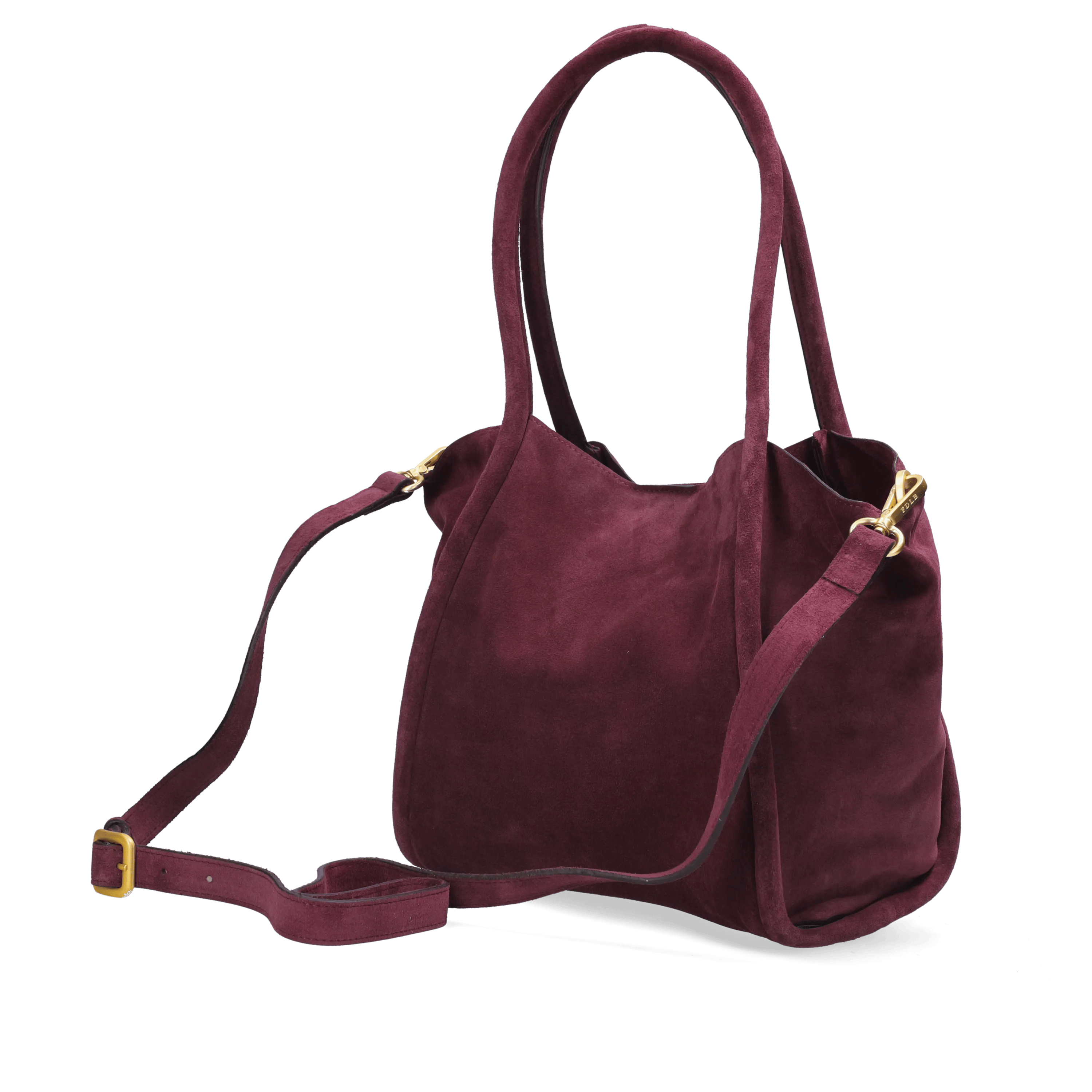 Nalani Schultertasche Veloursleder Burgunderrot
