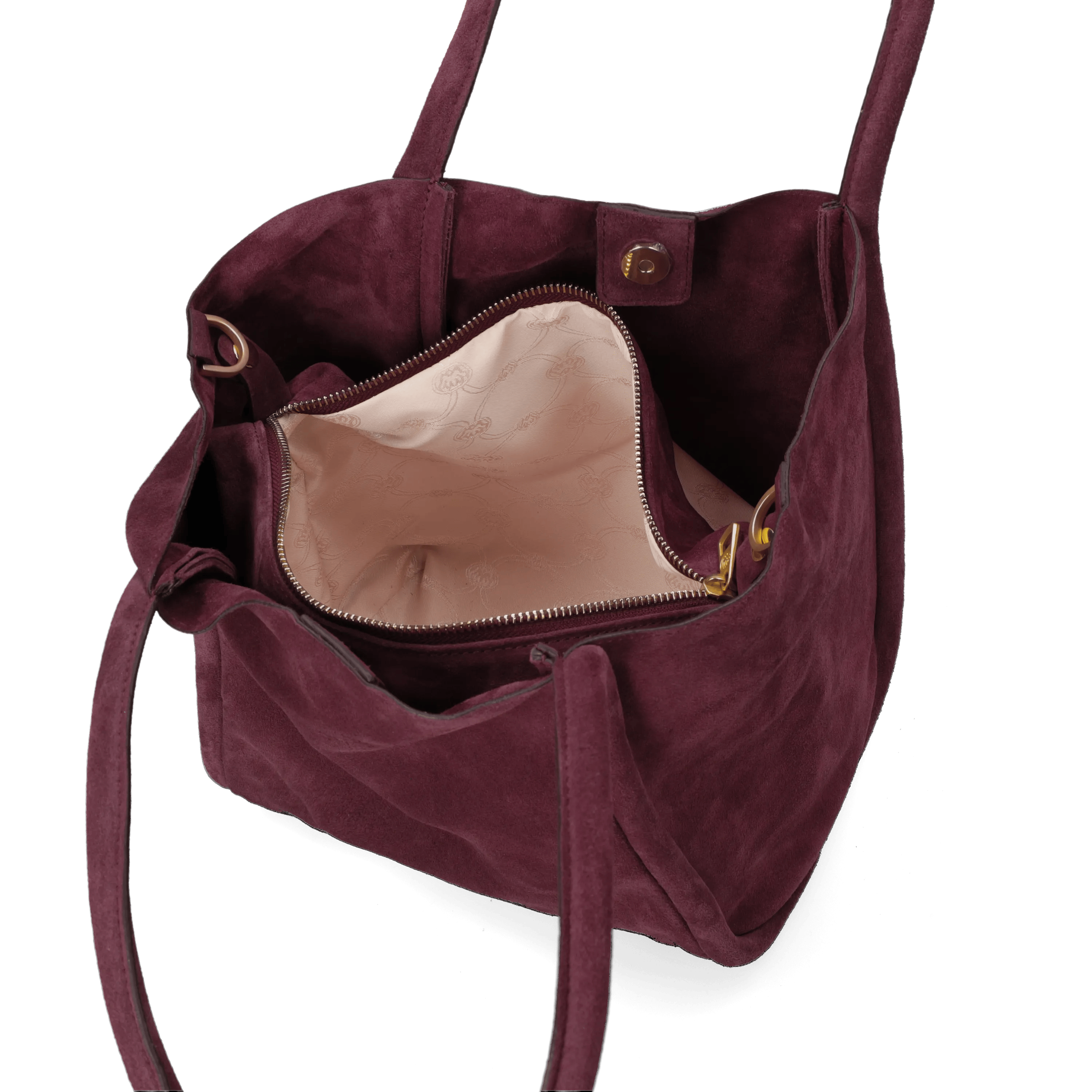 Nalani Schultertasche Veloursleder Burgunderrot