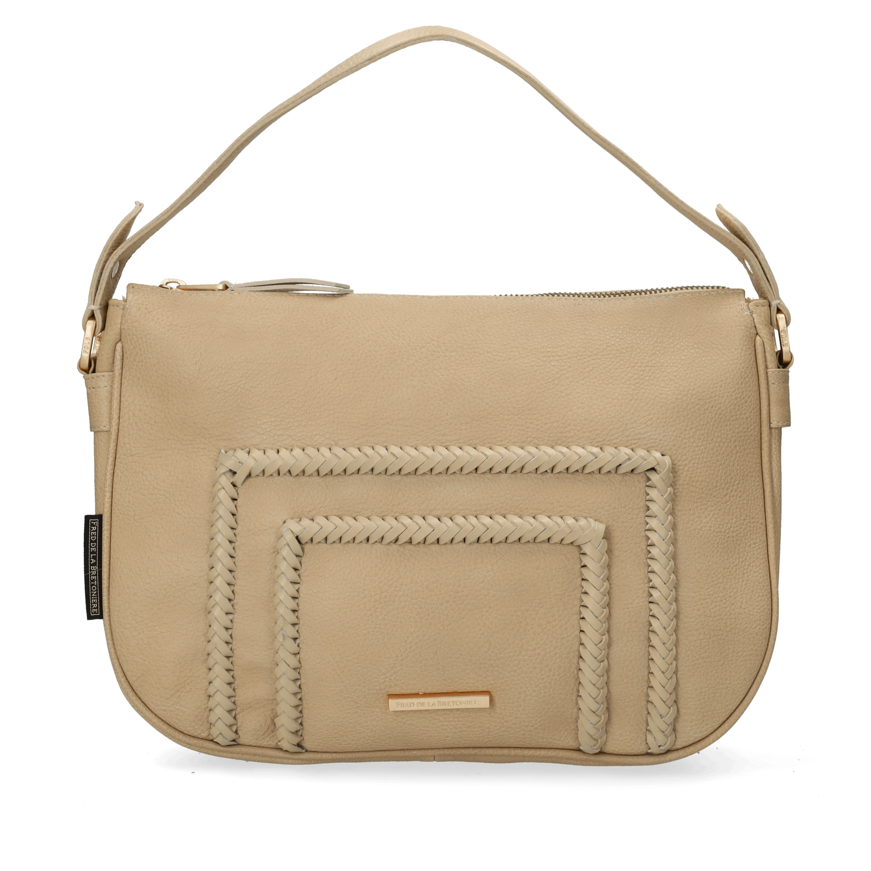Valera schoudertas Leer met Xweave Licht taupe